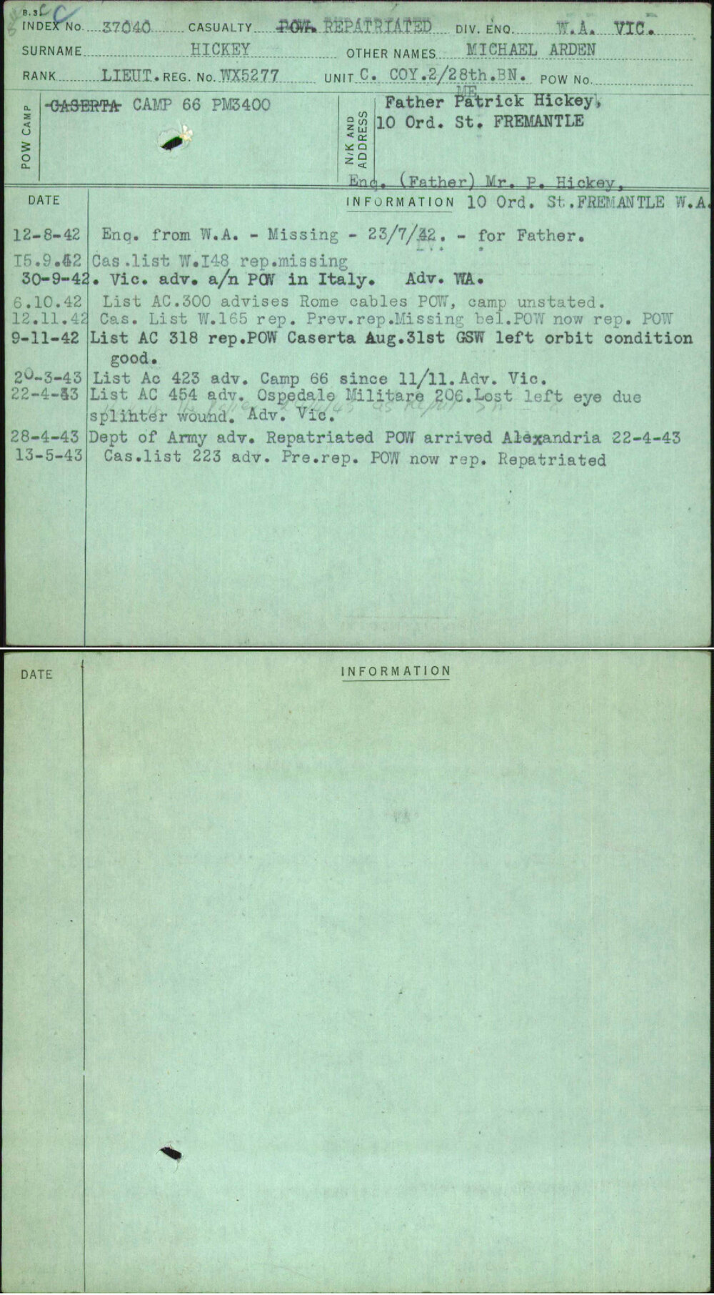 Hickey, Michael Arden, WX5277