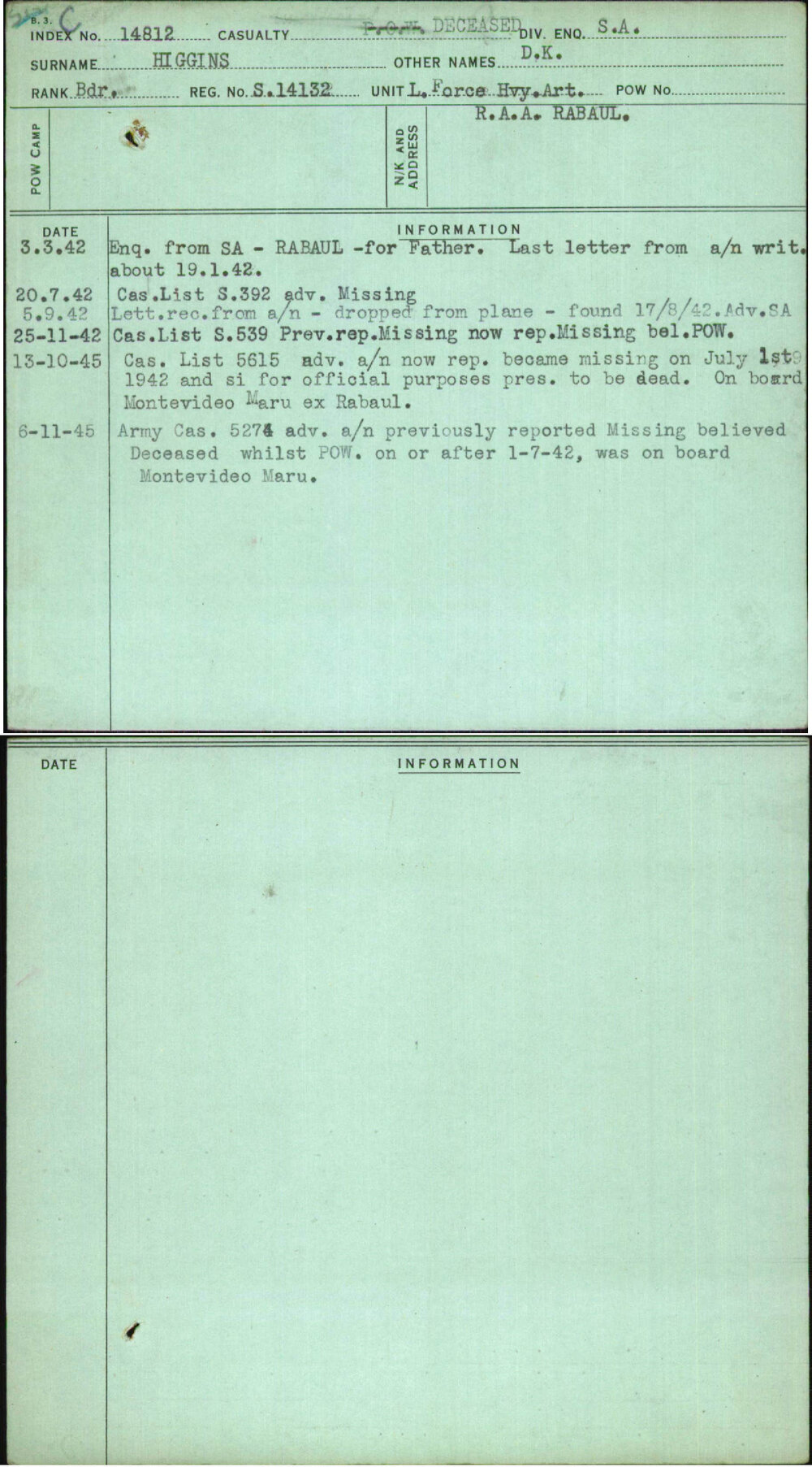 Higgins, D K, S14132