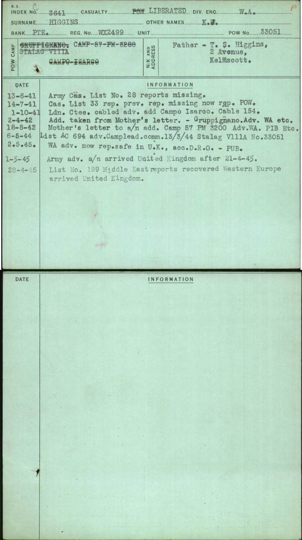 Higgins, K J, WX2499