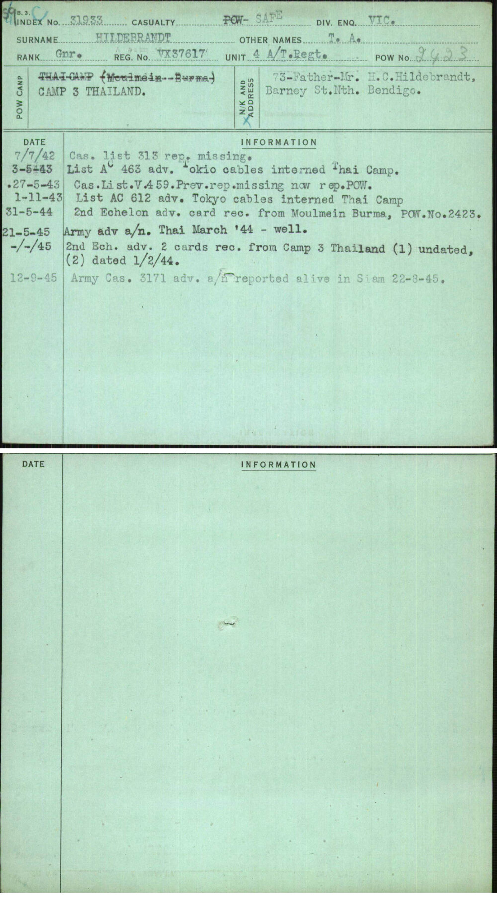 Hildebrandt, T A, VX37617