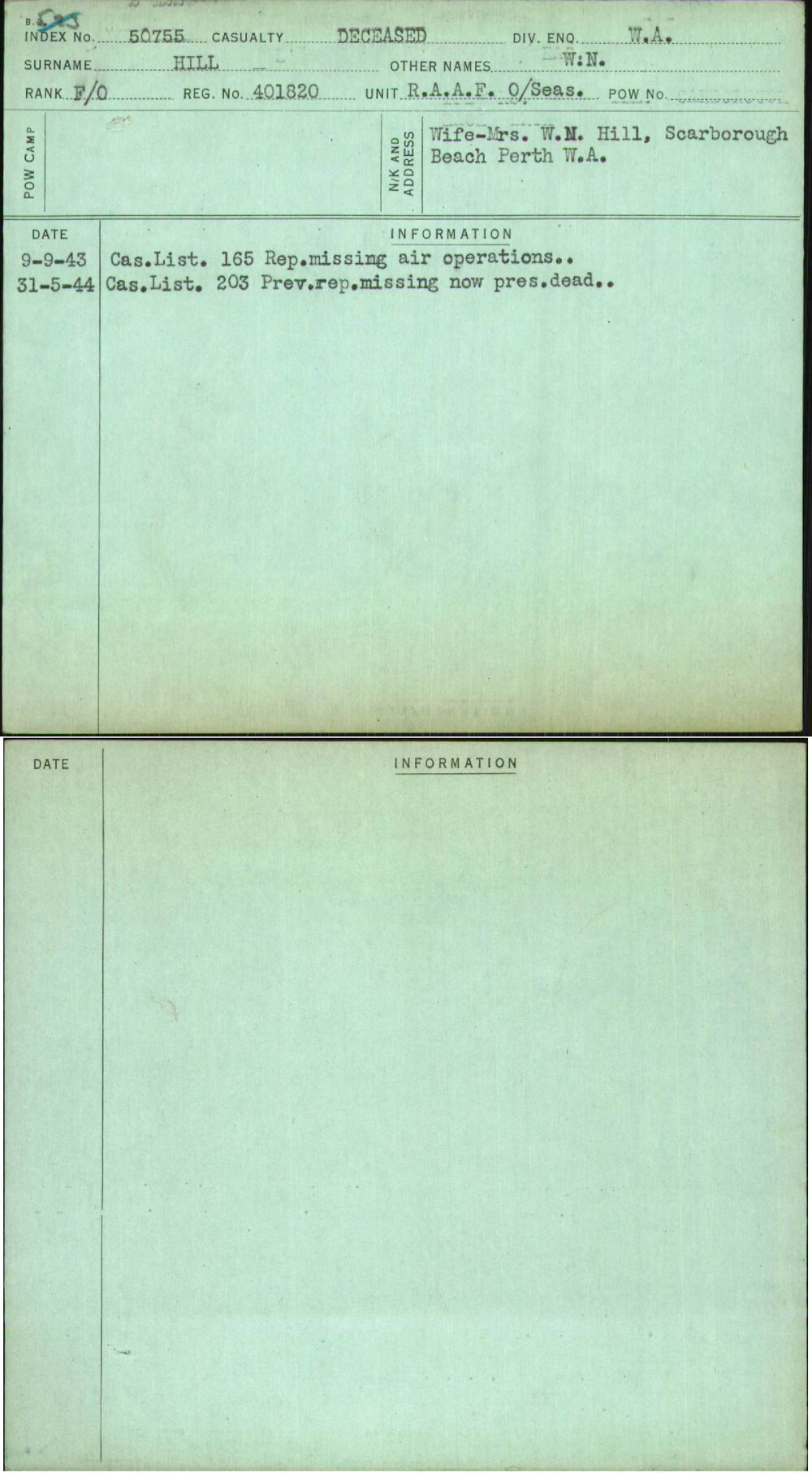 Hill, W N, 401820