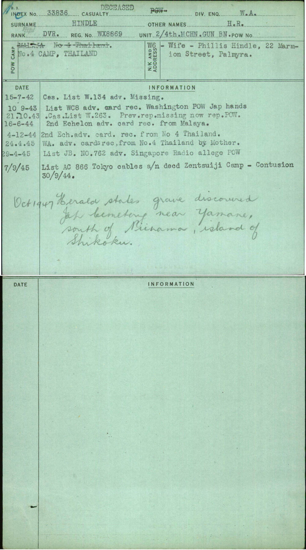 Hindle, H R, WX8869