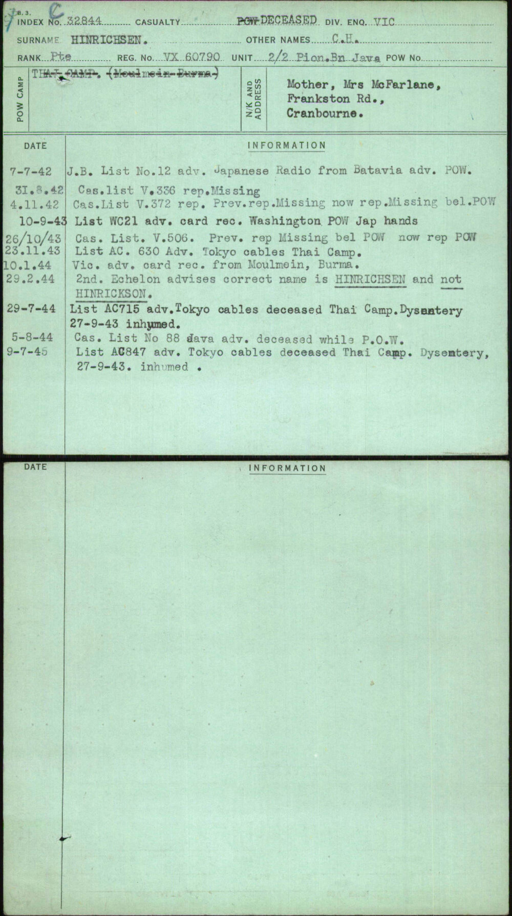 Hinrichsen, C H, VX60790