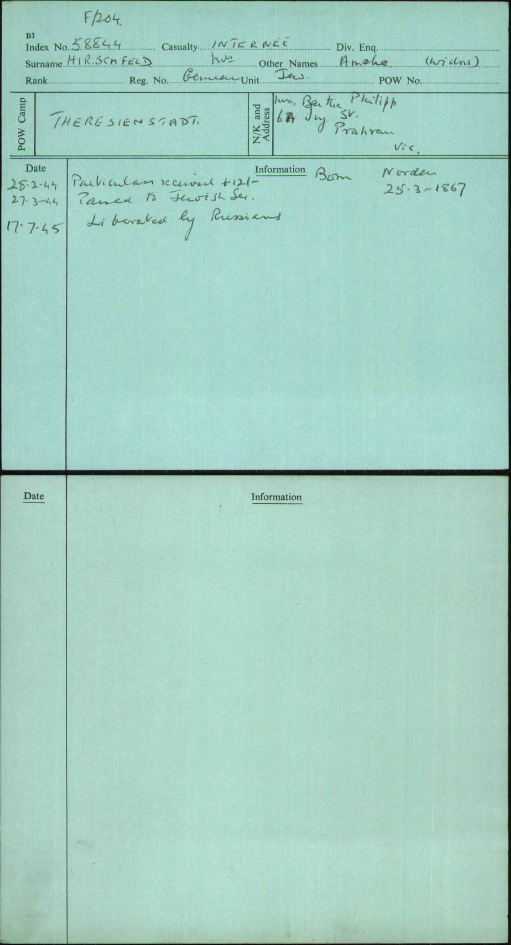 Hirschfeld, Amelia, German