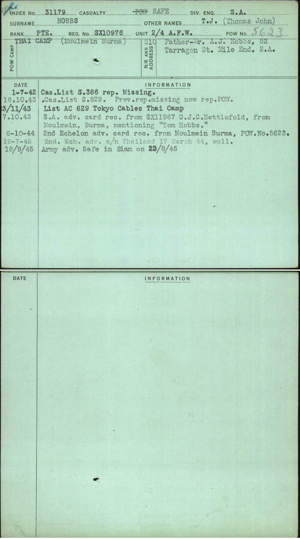 Hobbs, T J (Thomas John), SX10976