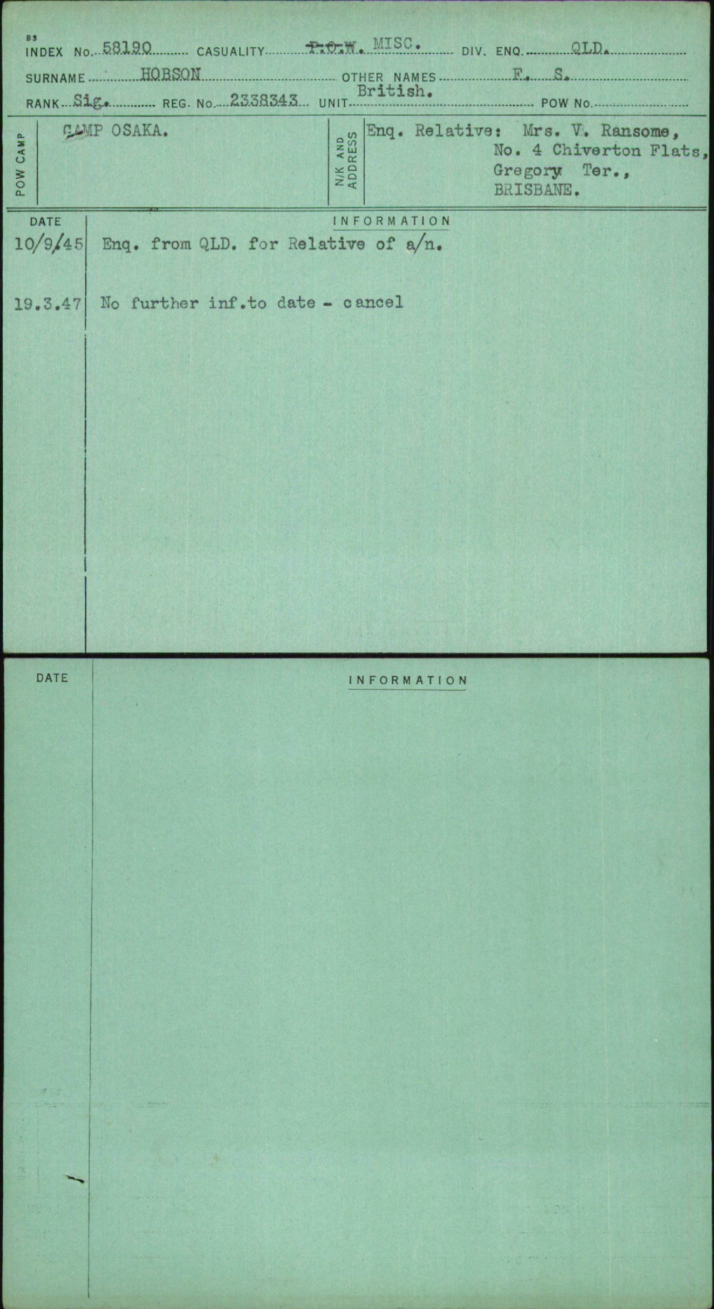 Hobson, F S, 2338343