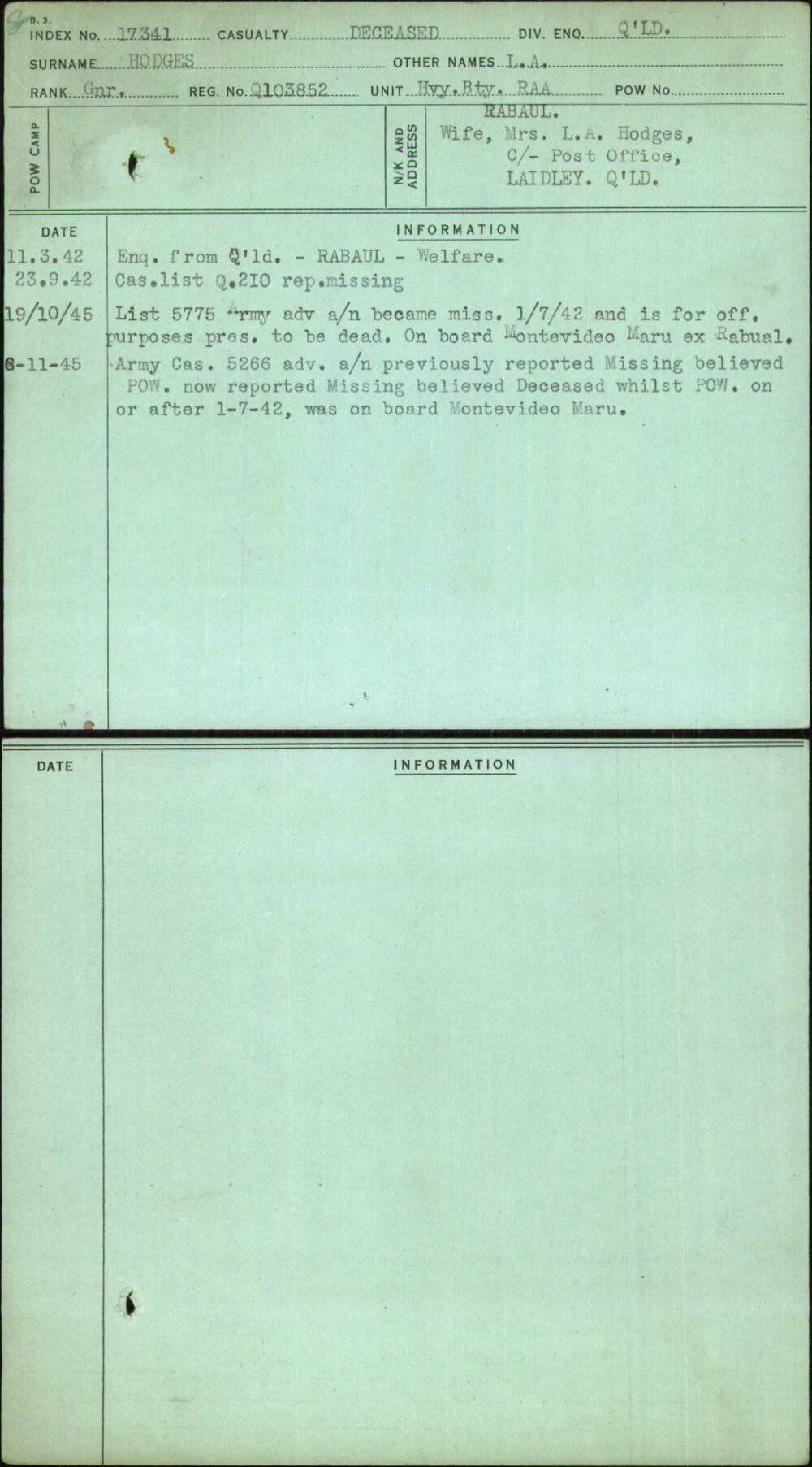 Hodges, L A, Q103852