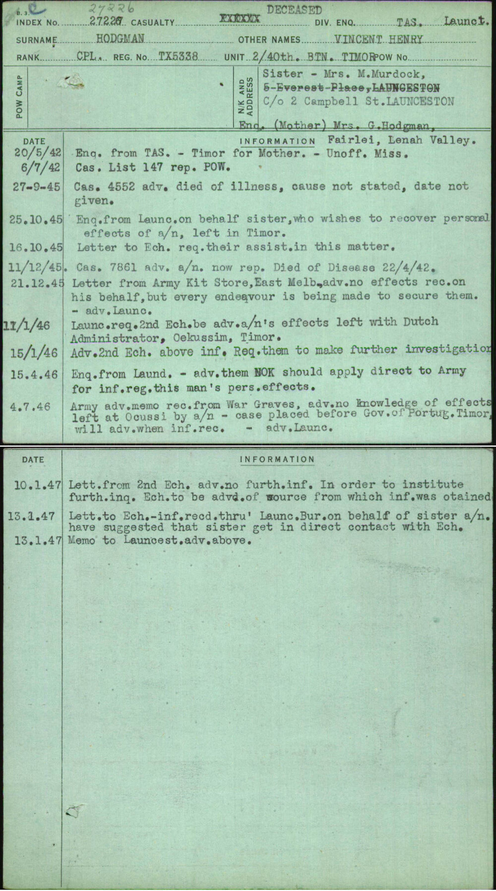 Hodgman, Vincent Henry, TX5338