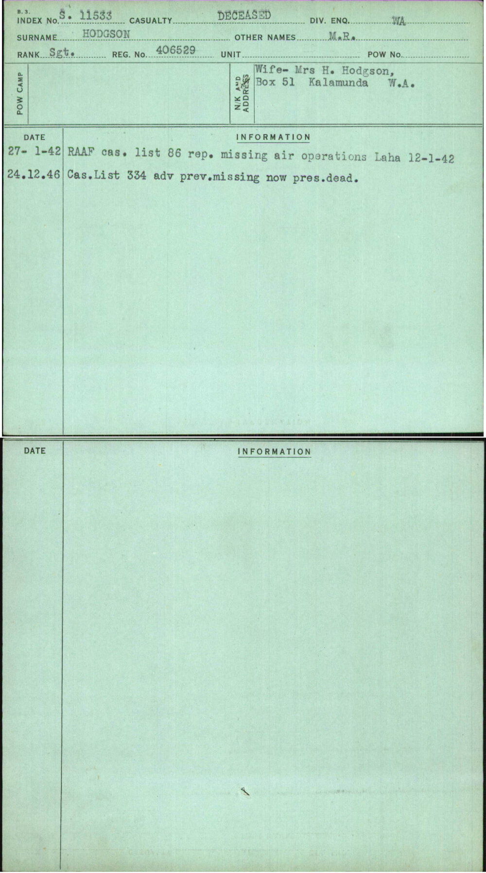 Hodgson, M R, 406529