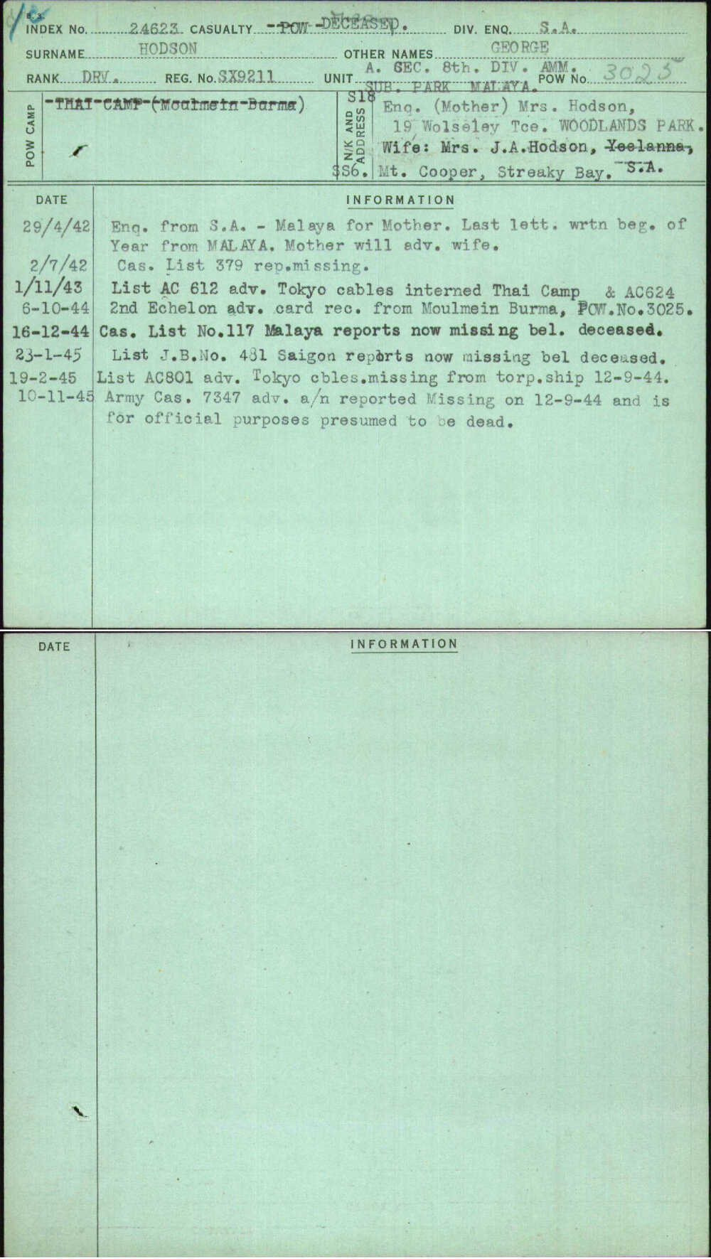 Hodson, George, SX9211