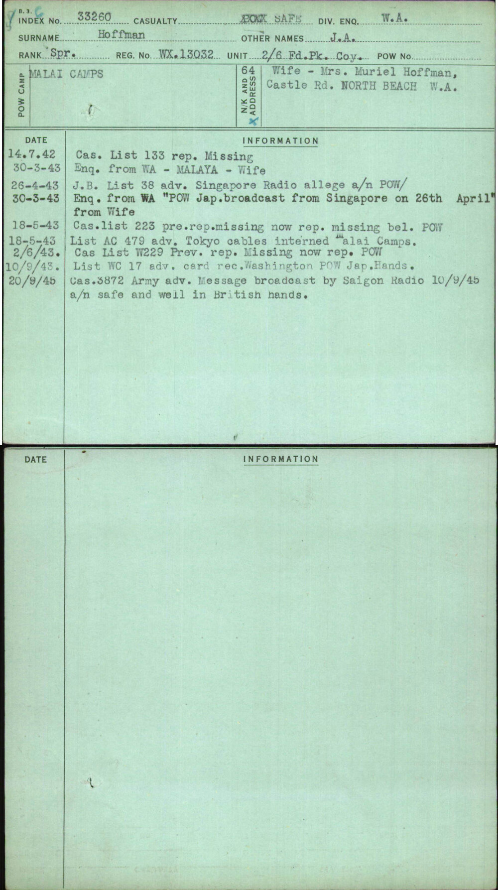 Hoffman, J A, WX13032