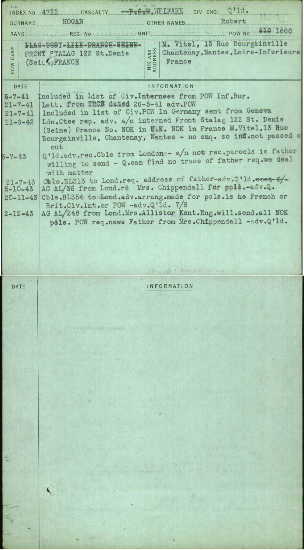 Hogan, Robert, [No Service Number]