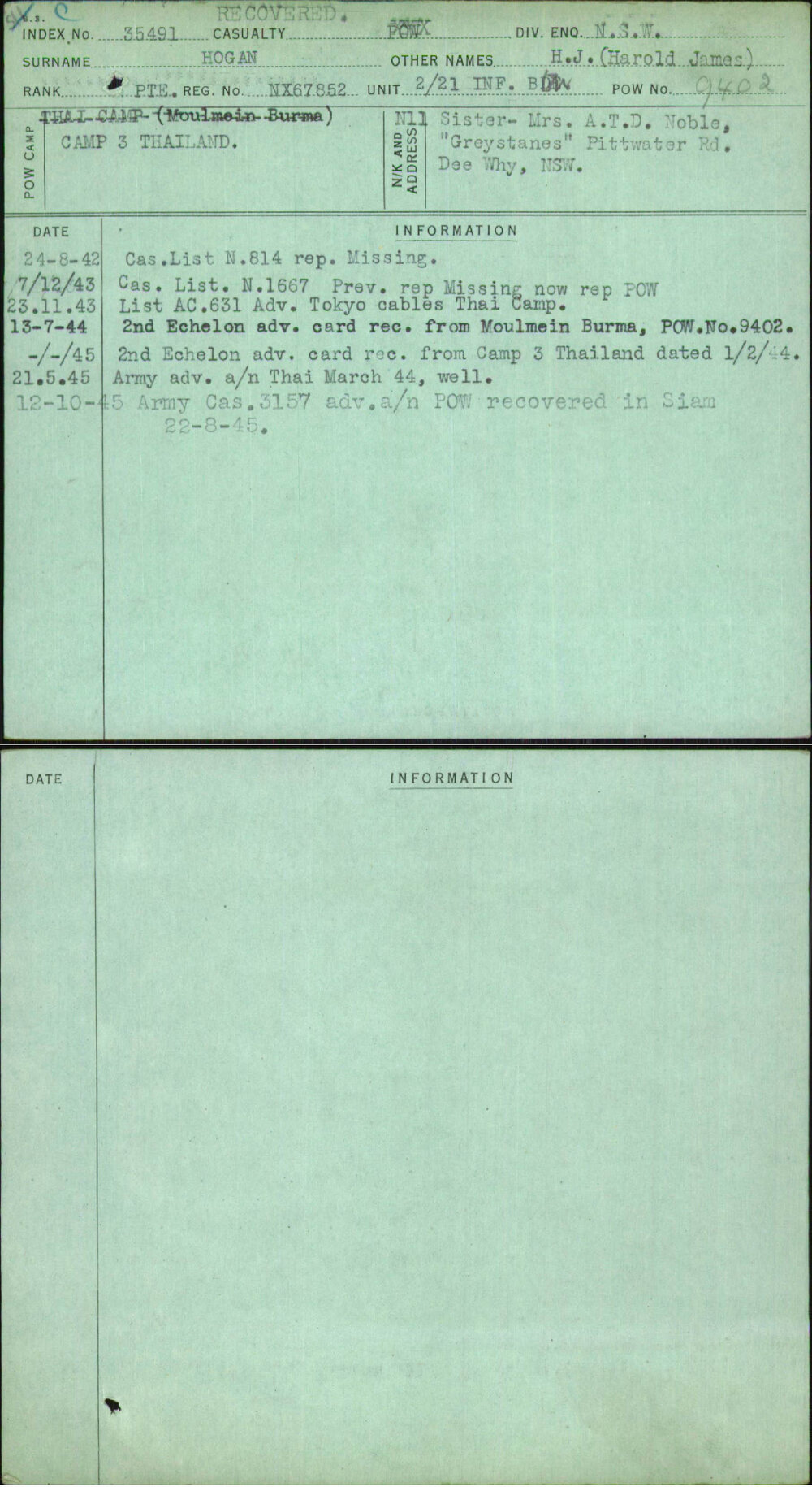 Hogan, H J (Harold James), NX67852