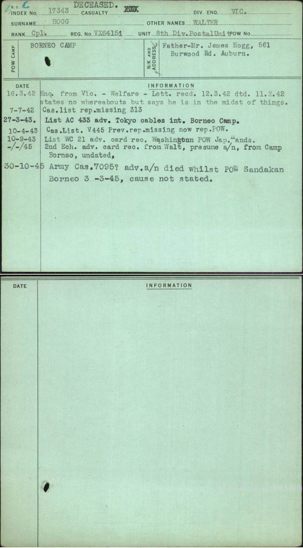 Hogg, Walter, VX64151