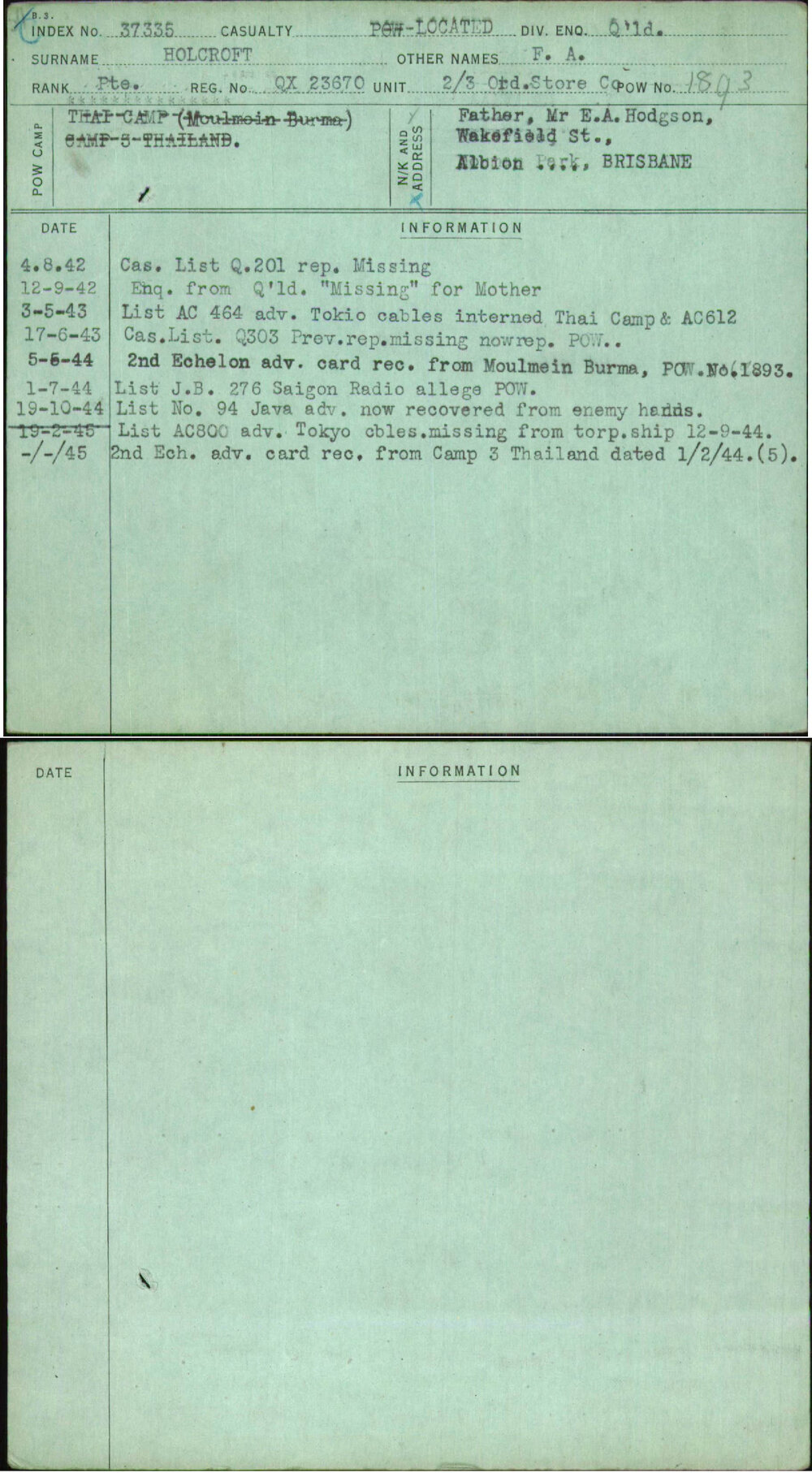 Holcroft, F A, QX23670