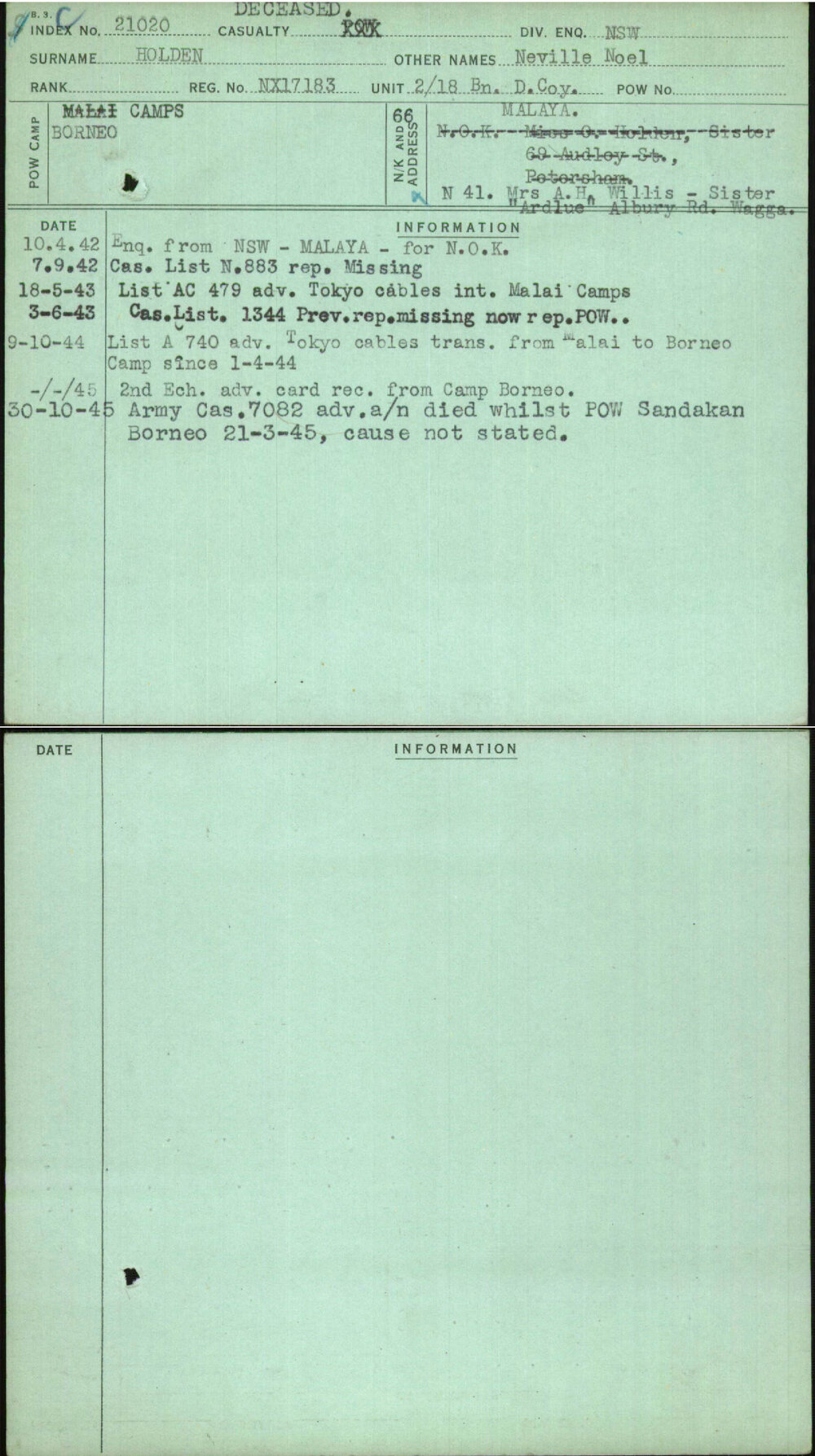 Holden, Neville Noel, NX17183