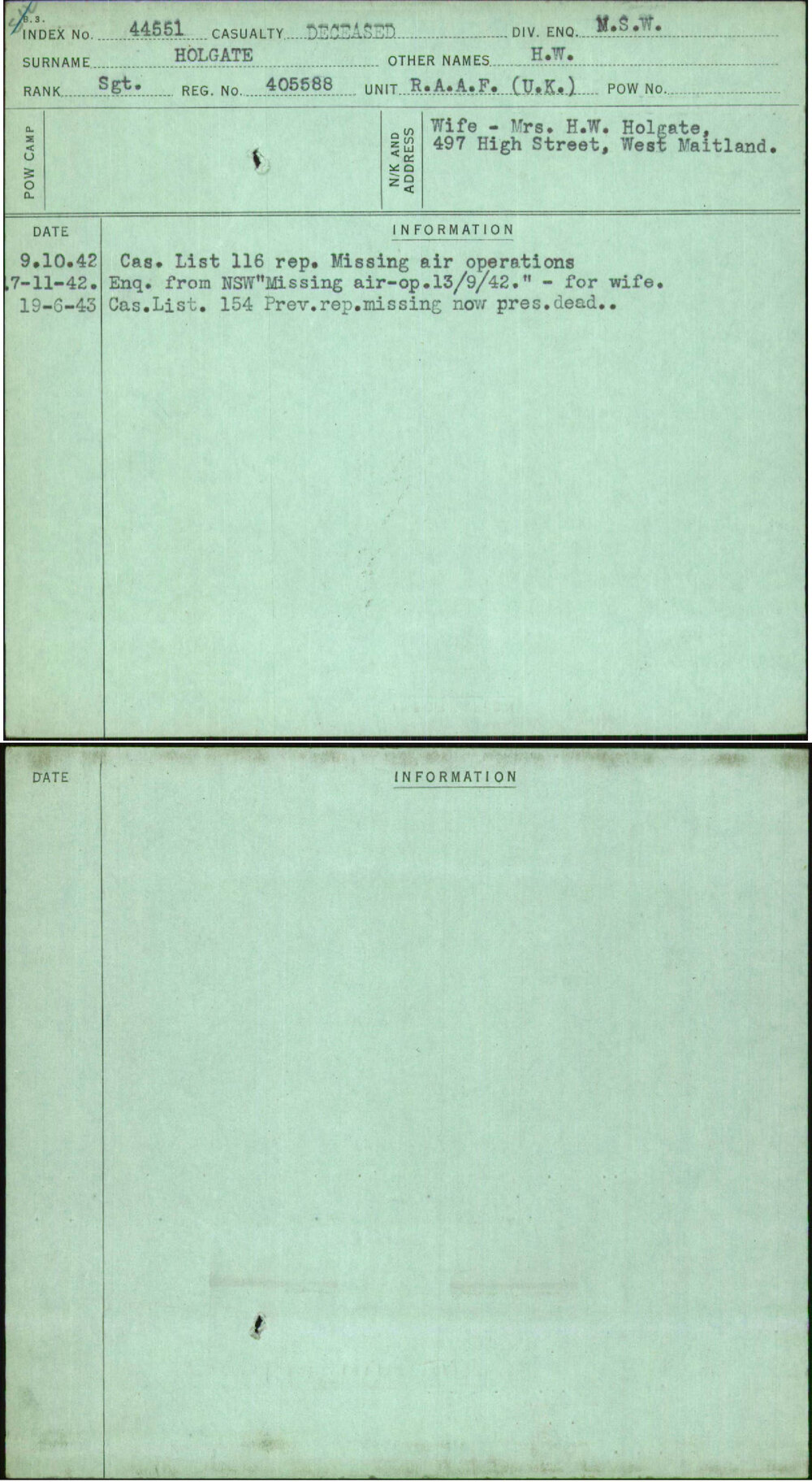 Holgate, H W, 405588