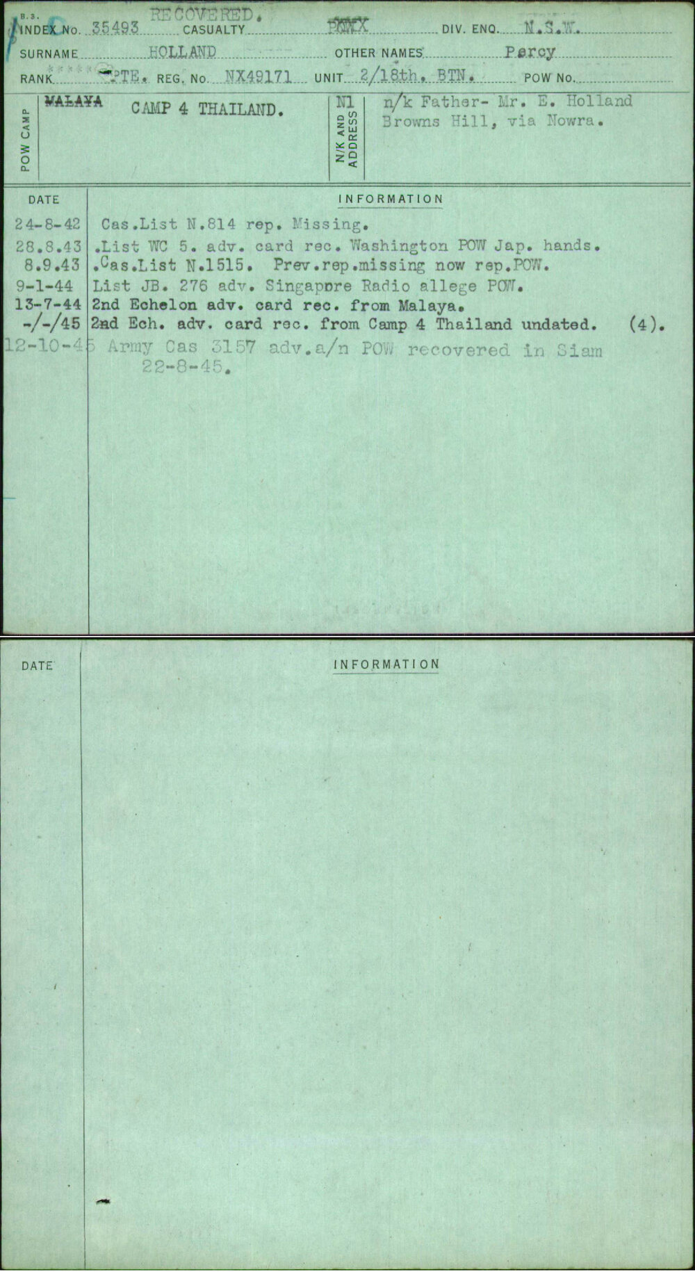 Holland, Percy, NX49171
