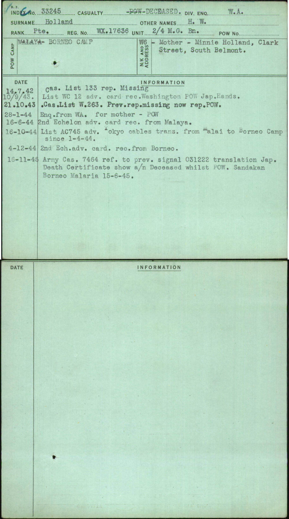 Holland, H W, WX17636