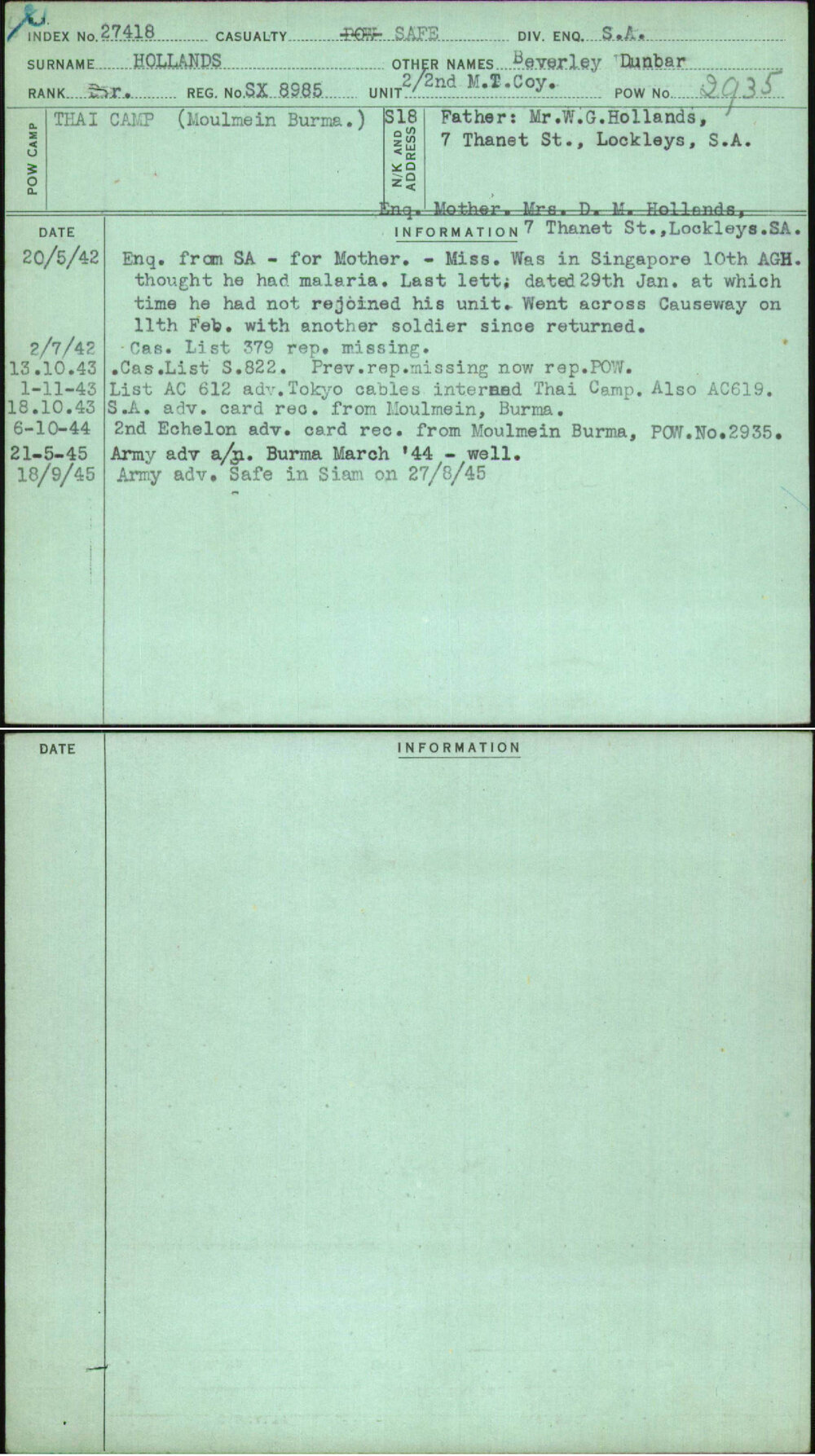 Hollands, Beverley Dunbar, SX8985