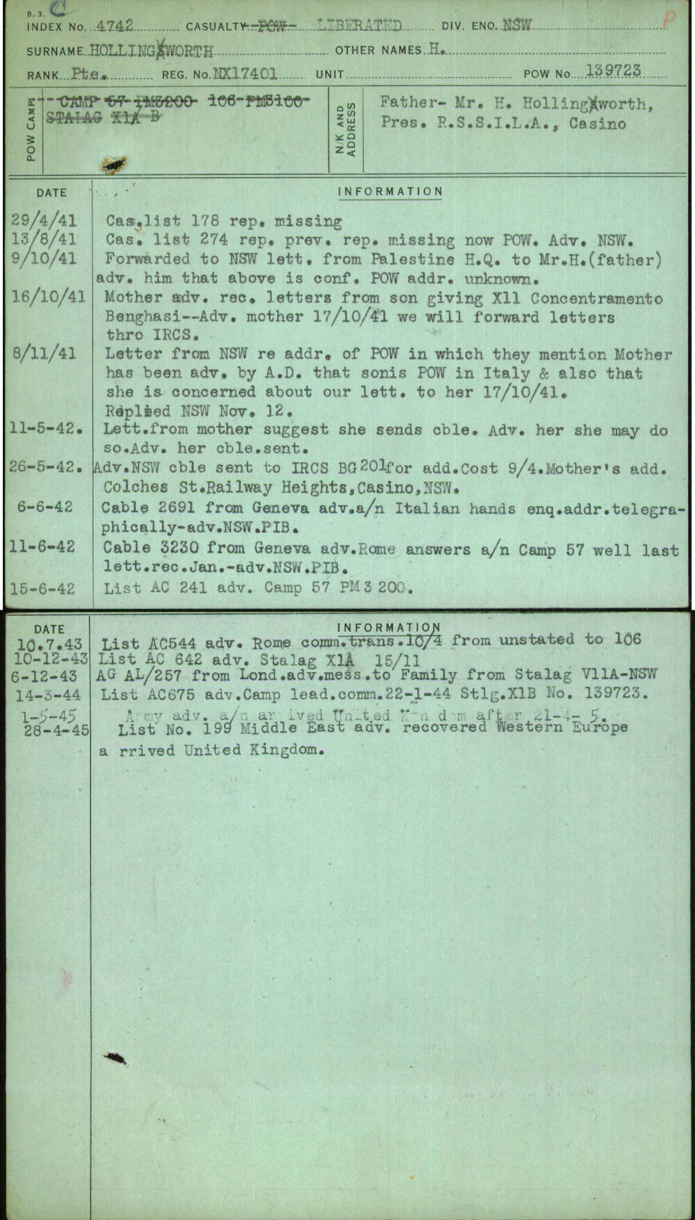 Hollingworth, H, NX17401