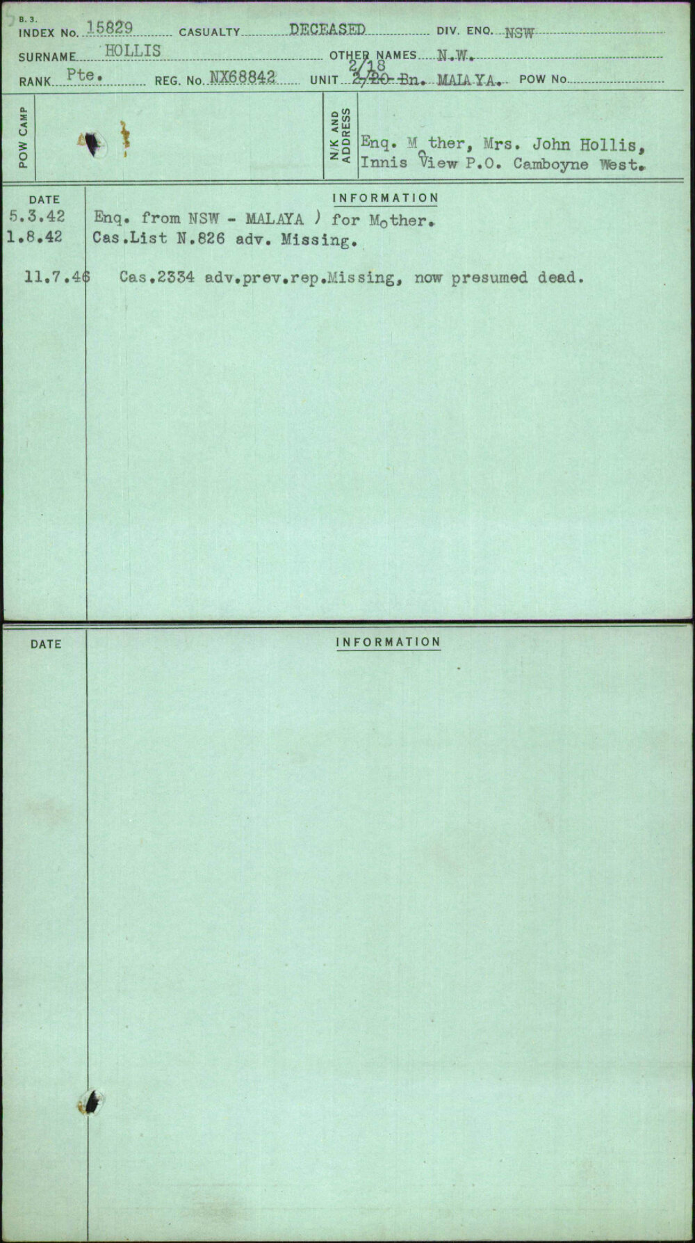 Hollis, N W, NX68842