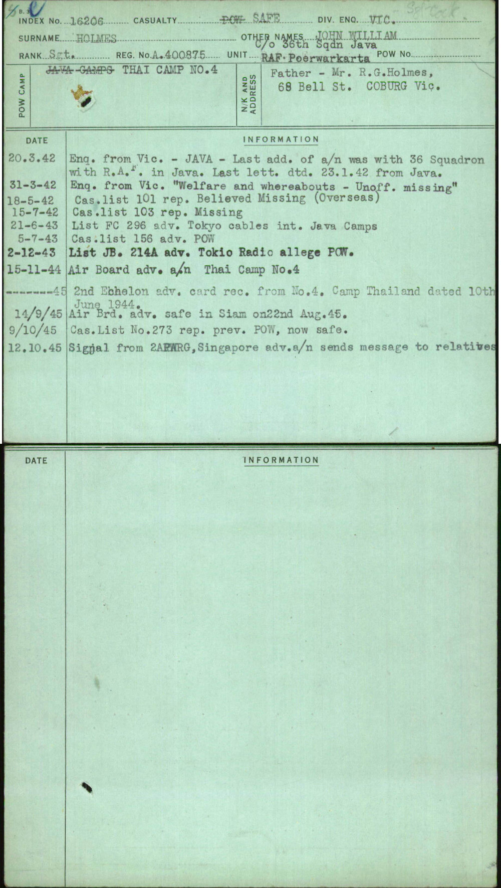 Holmes, John William, A400875