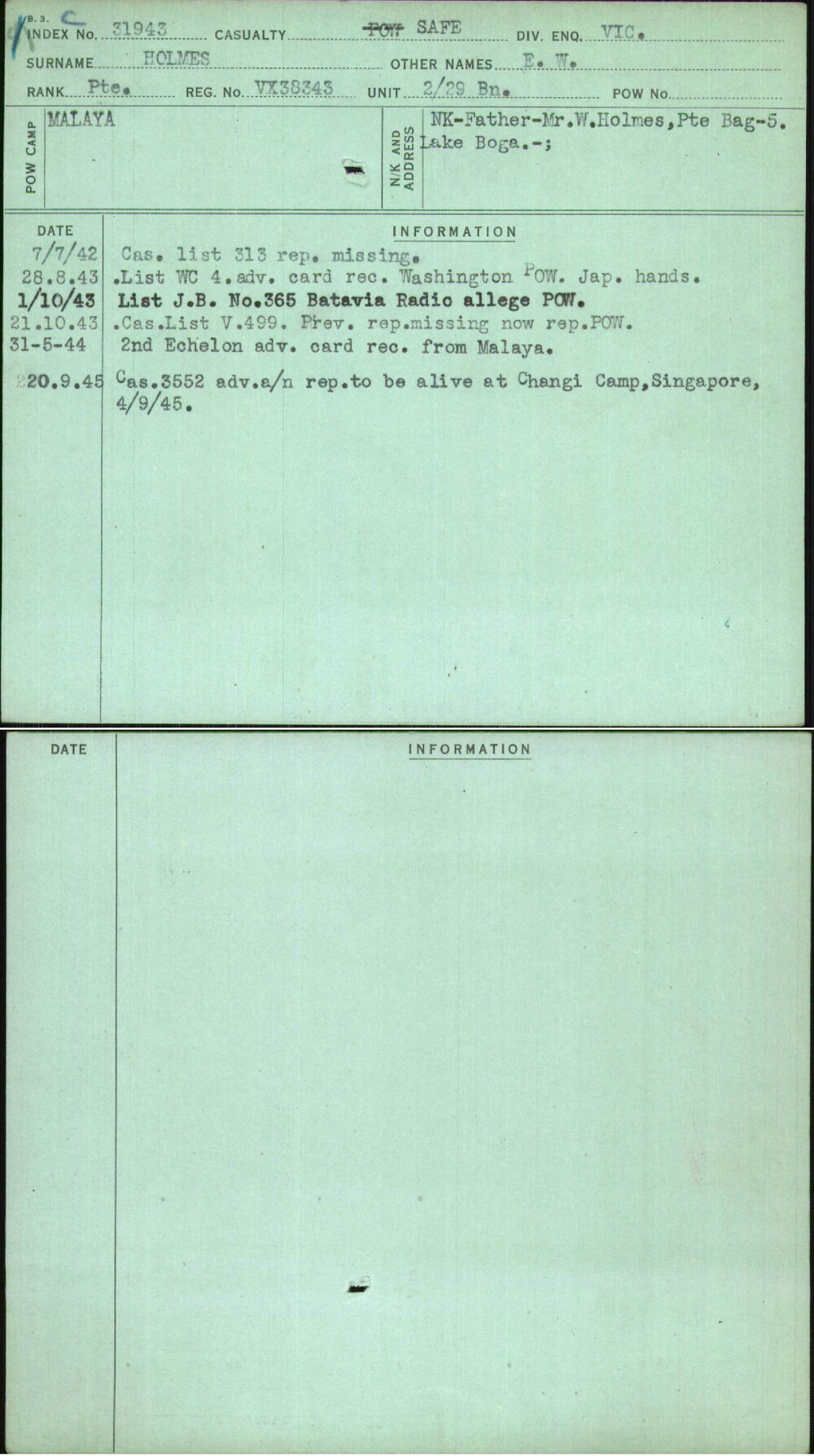 Holmes, E W, VX38343