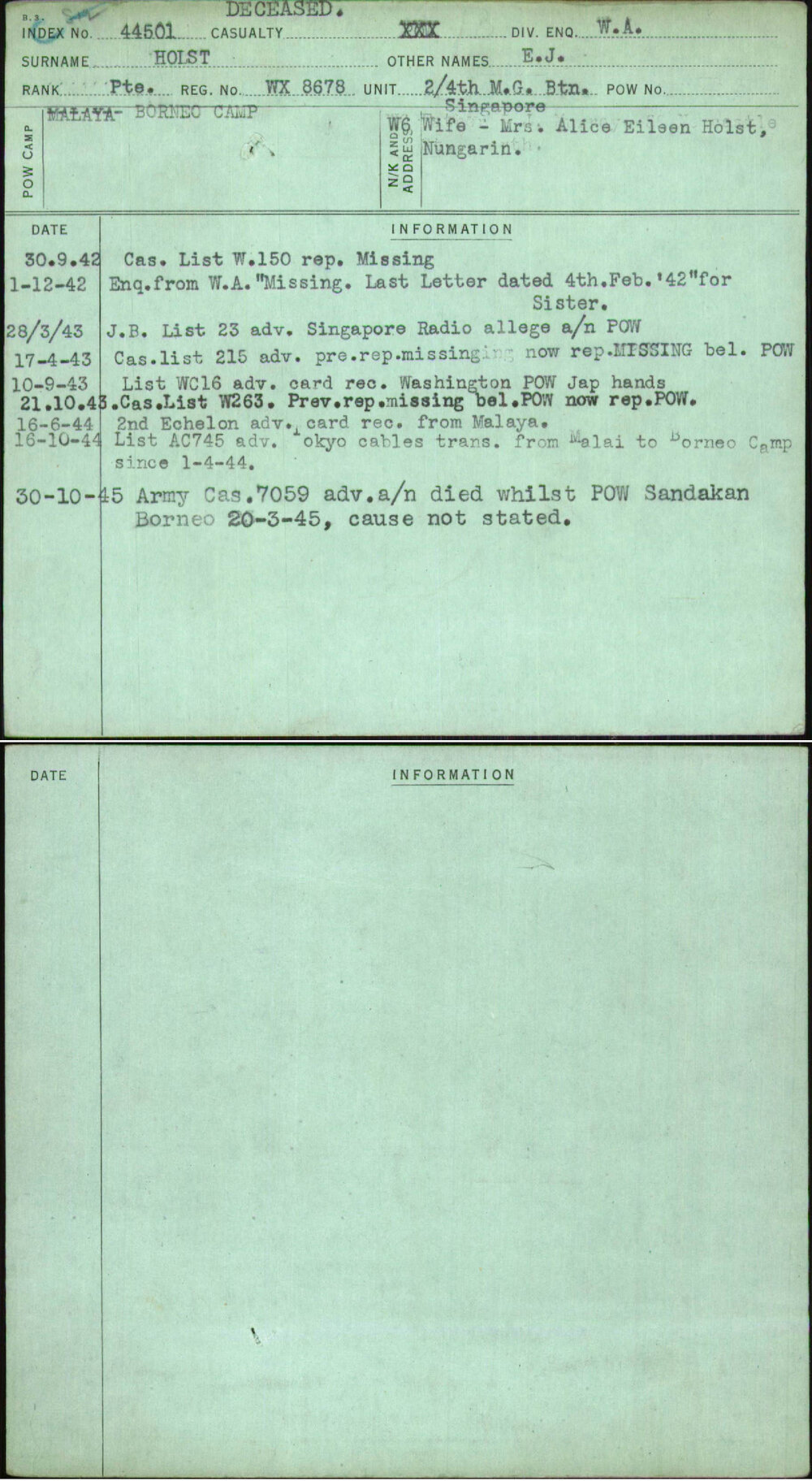 Holst, E J, WX8678