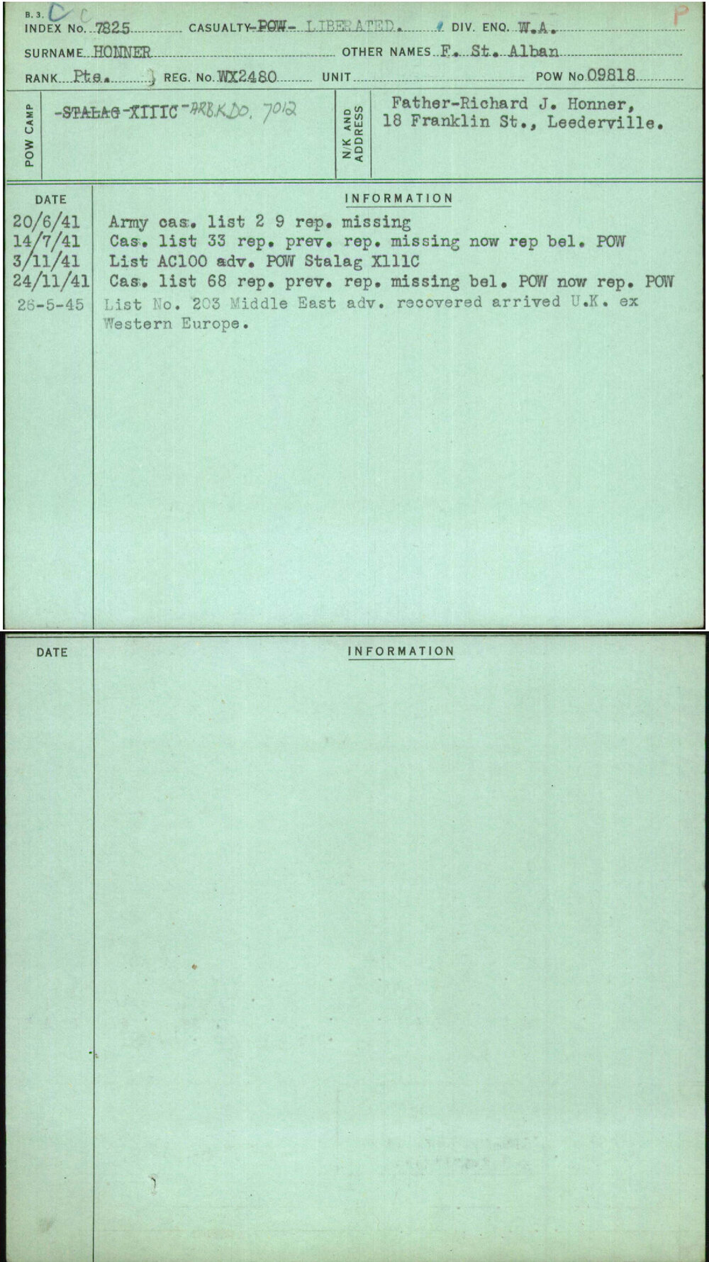 Honner, F St Alban, WX2480