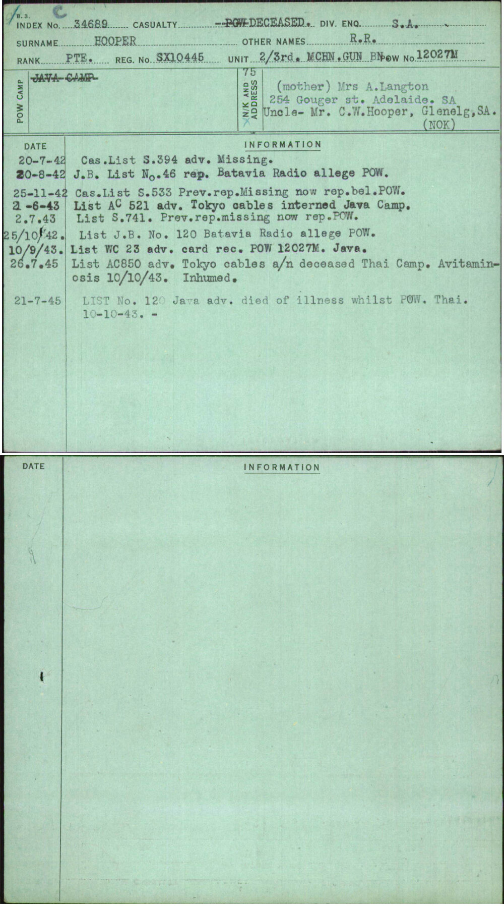 Hooper, R R, SX10445