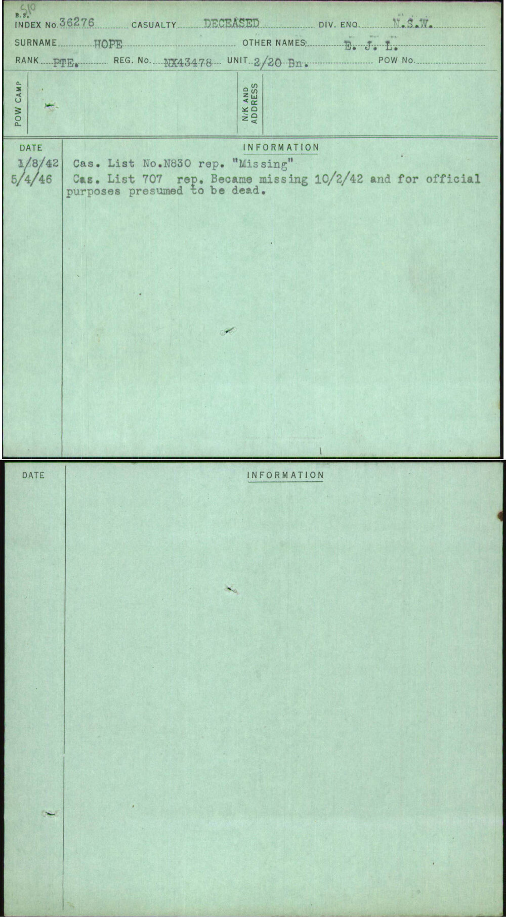 Hope, E J L, NX43478