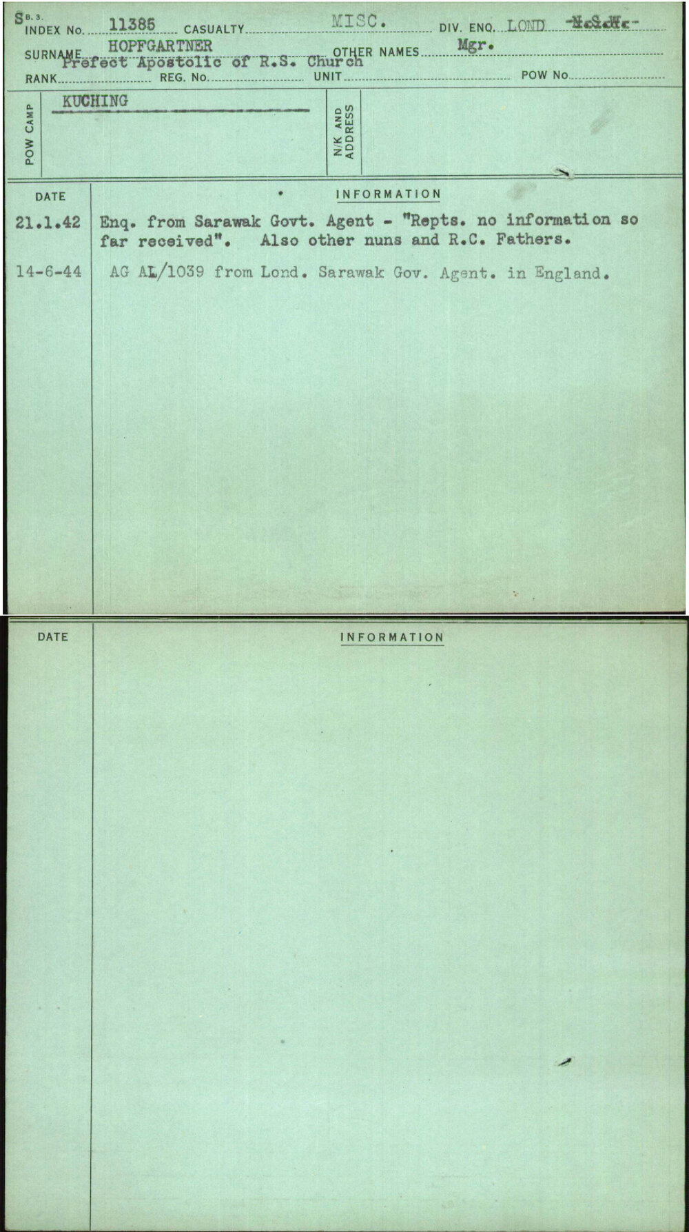 Hopfgartner, Mgr, [No Service Number]