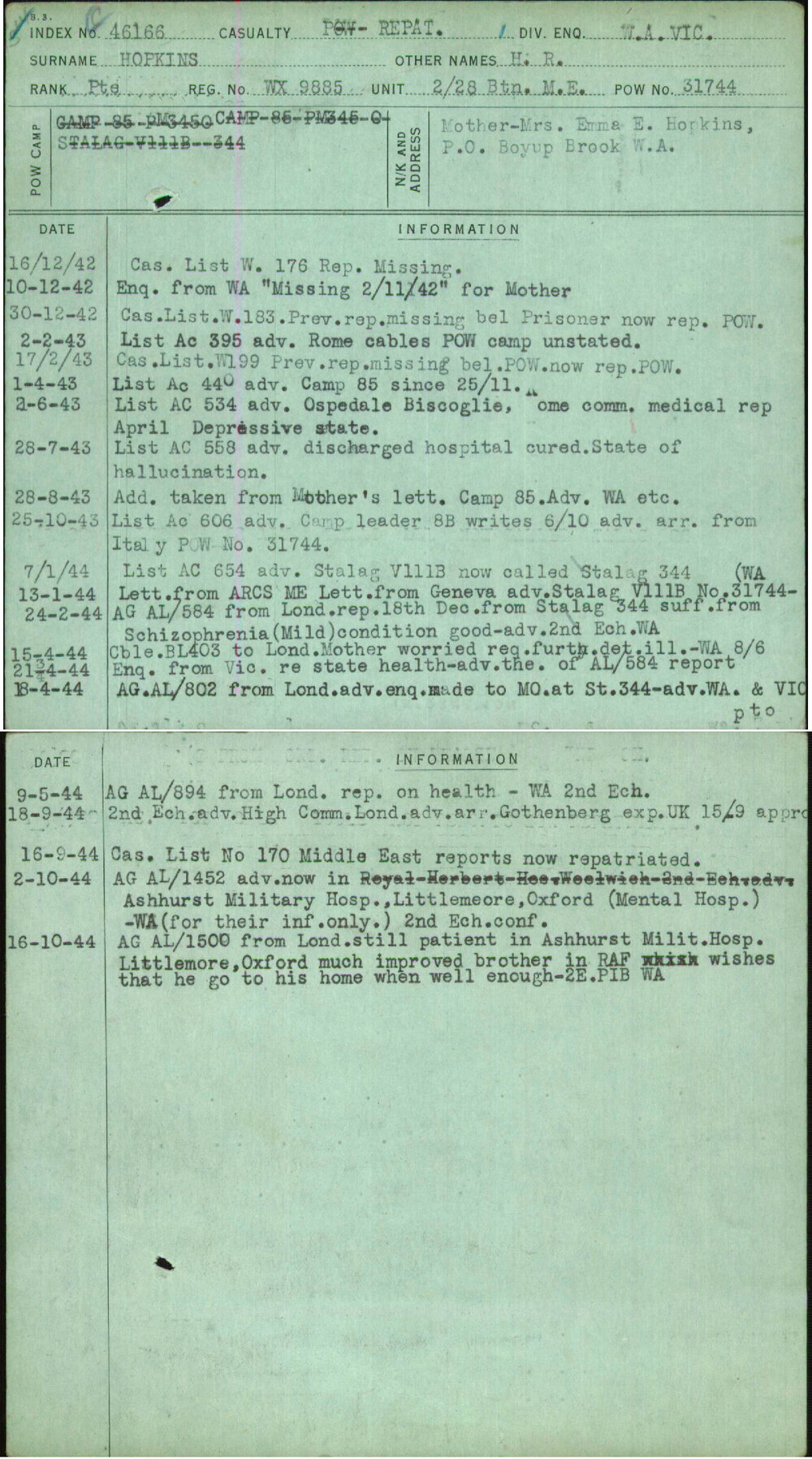 Hopkins, H R, WX9885
