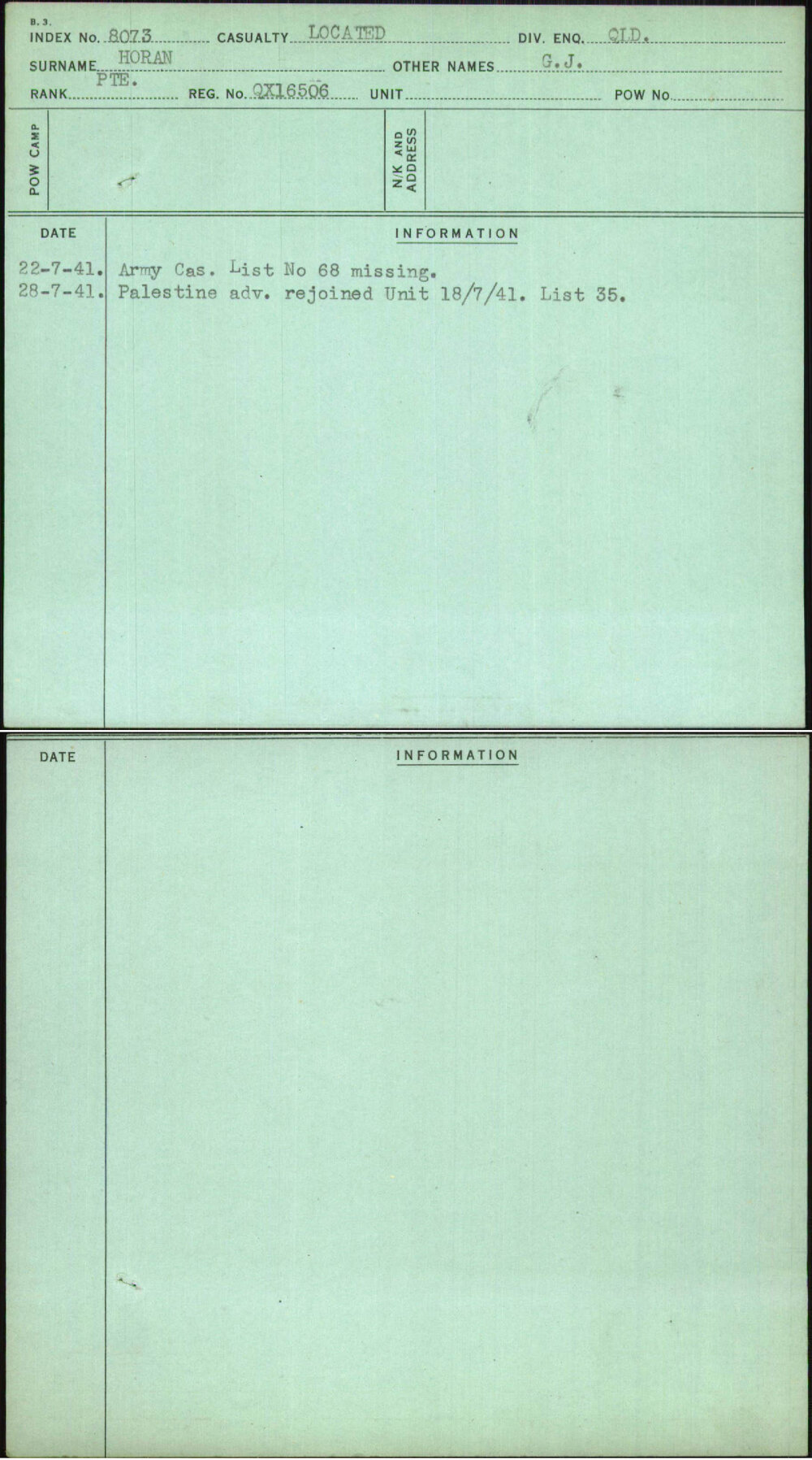 Horan, G J, QX16506