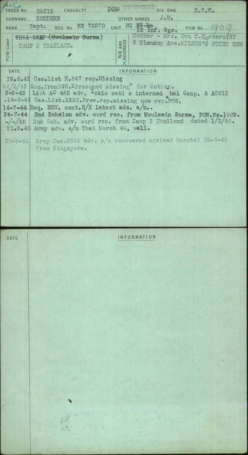 Hordern, J M, NX70270