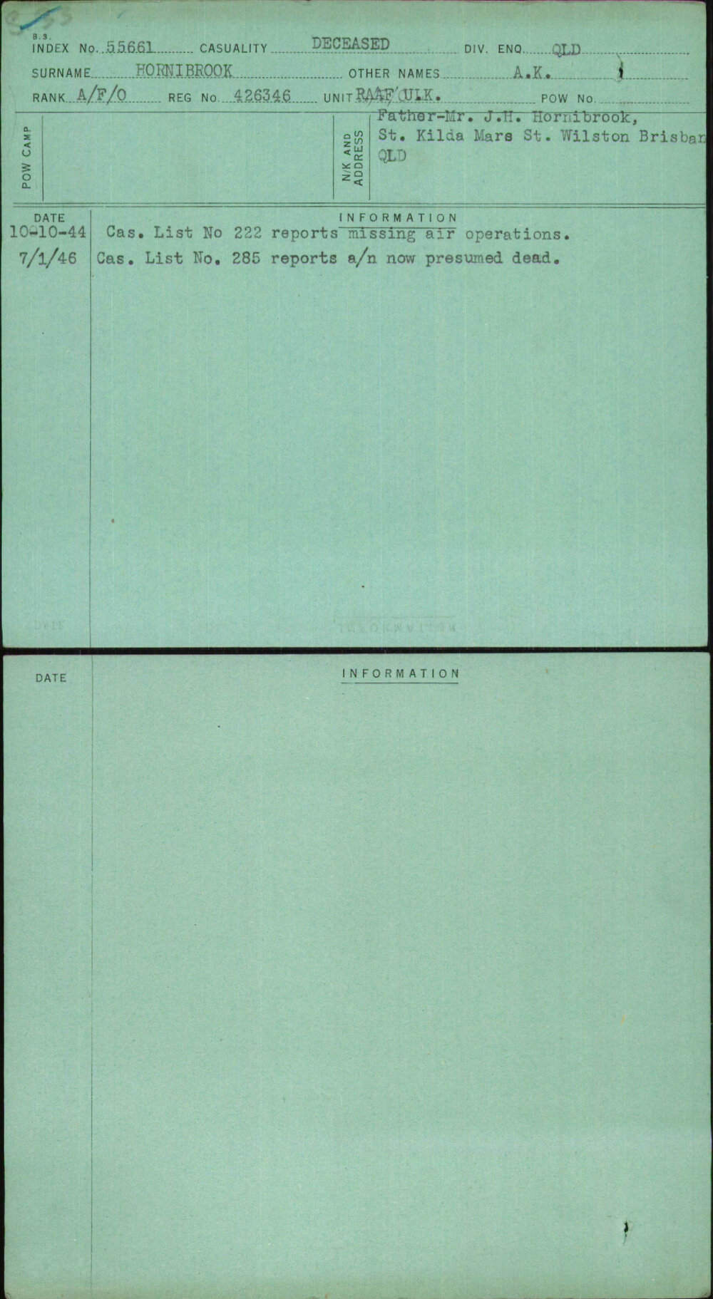 Hornibrook, A K, 426346