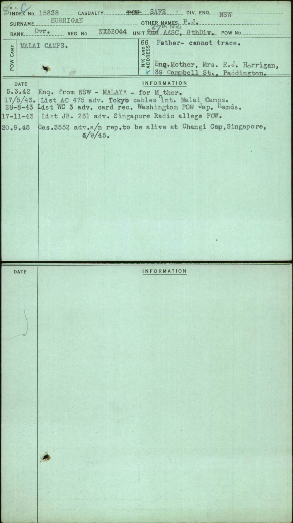 Horrigan, P J, NX52044