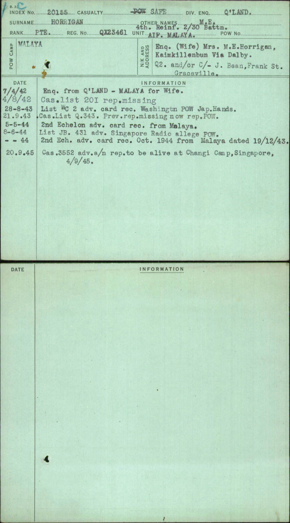 Horrigan, M E, QX23461