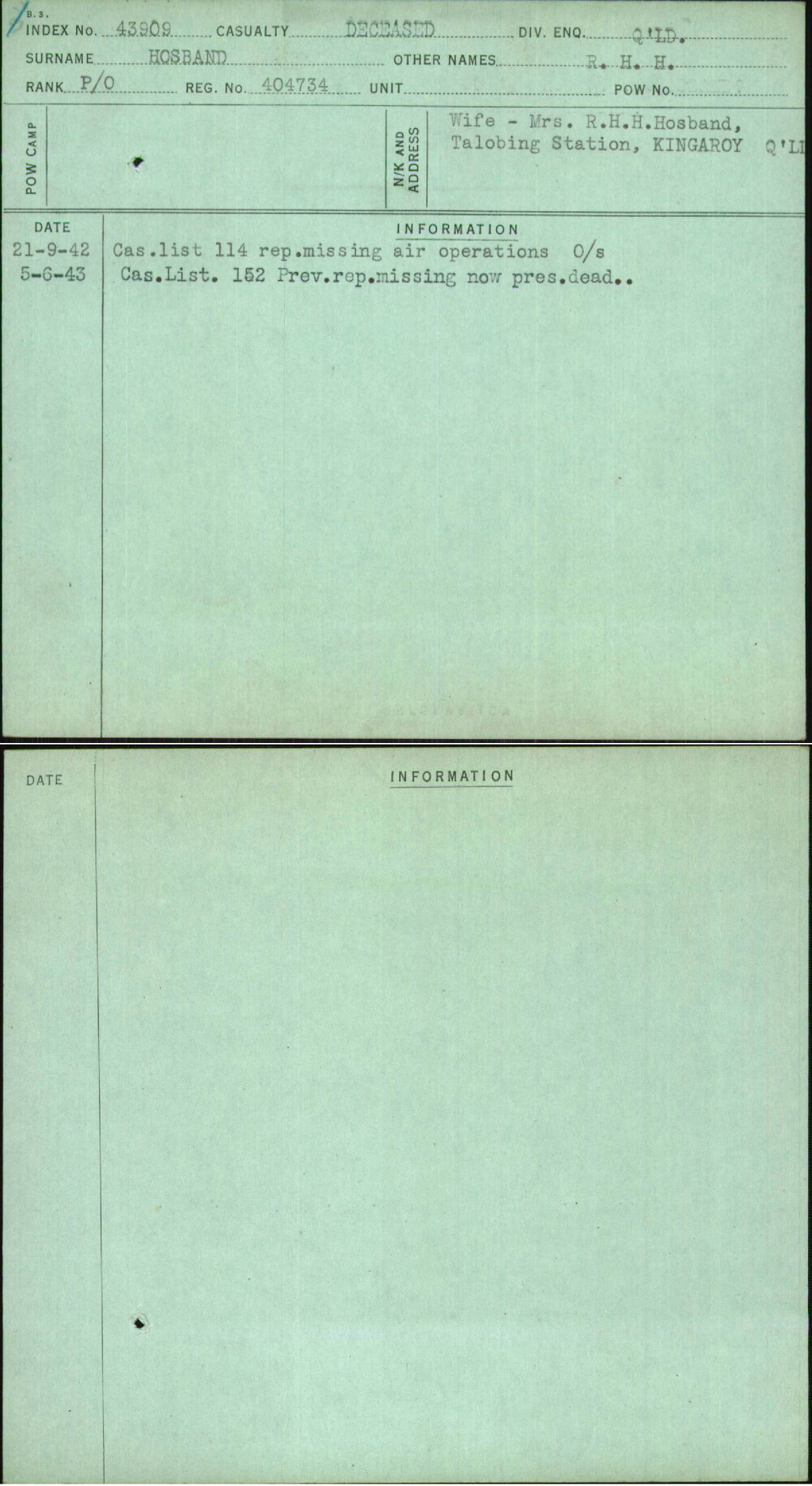 Hosband, R H H, 404734