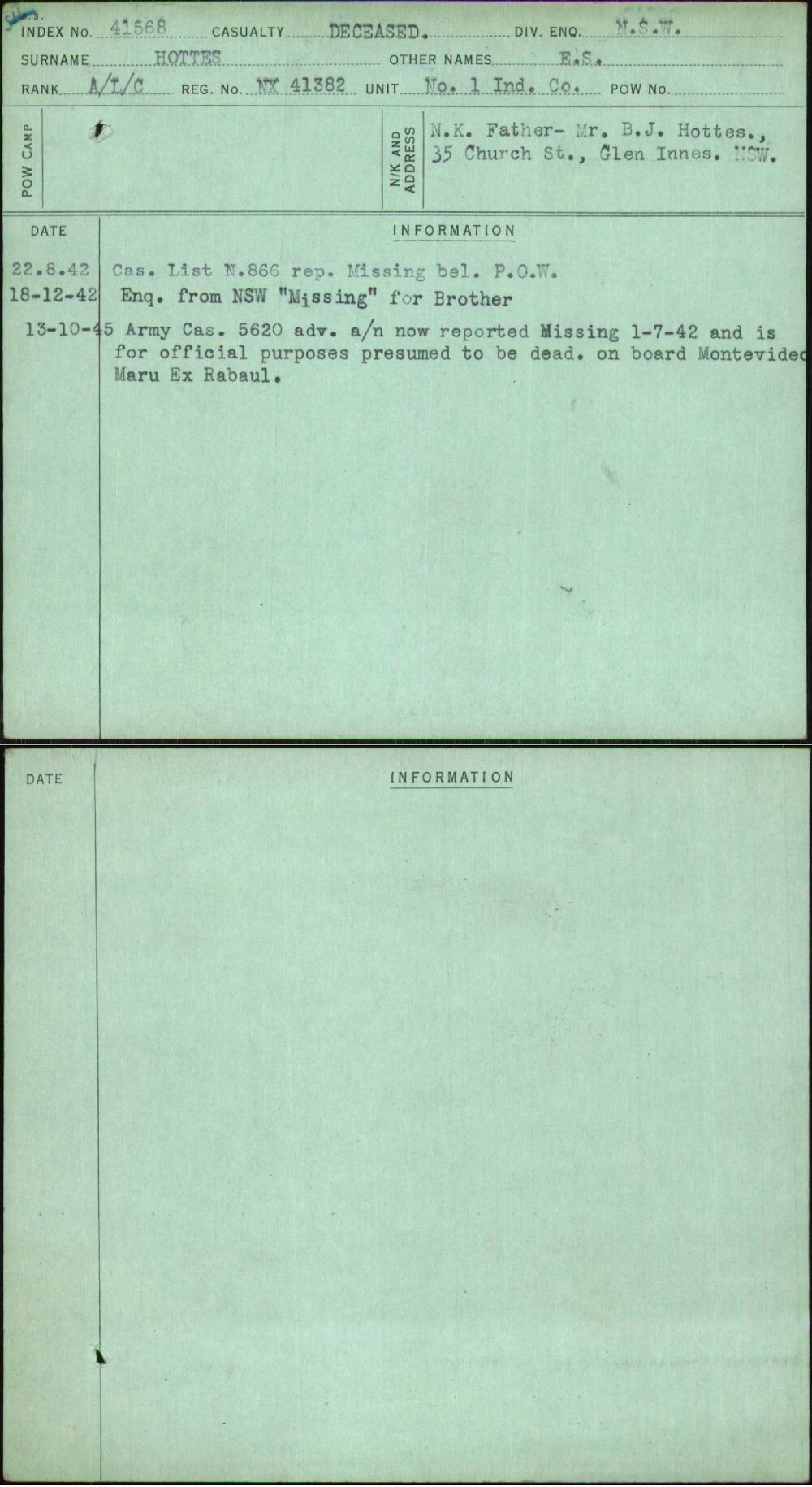 Hottes, E S, NX41382