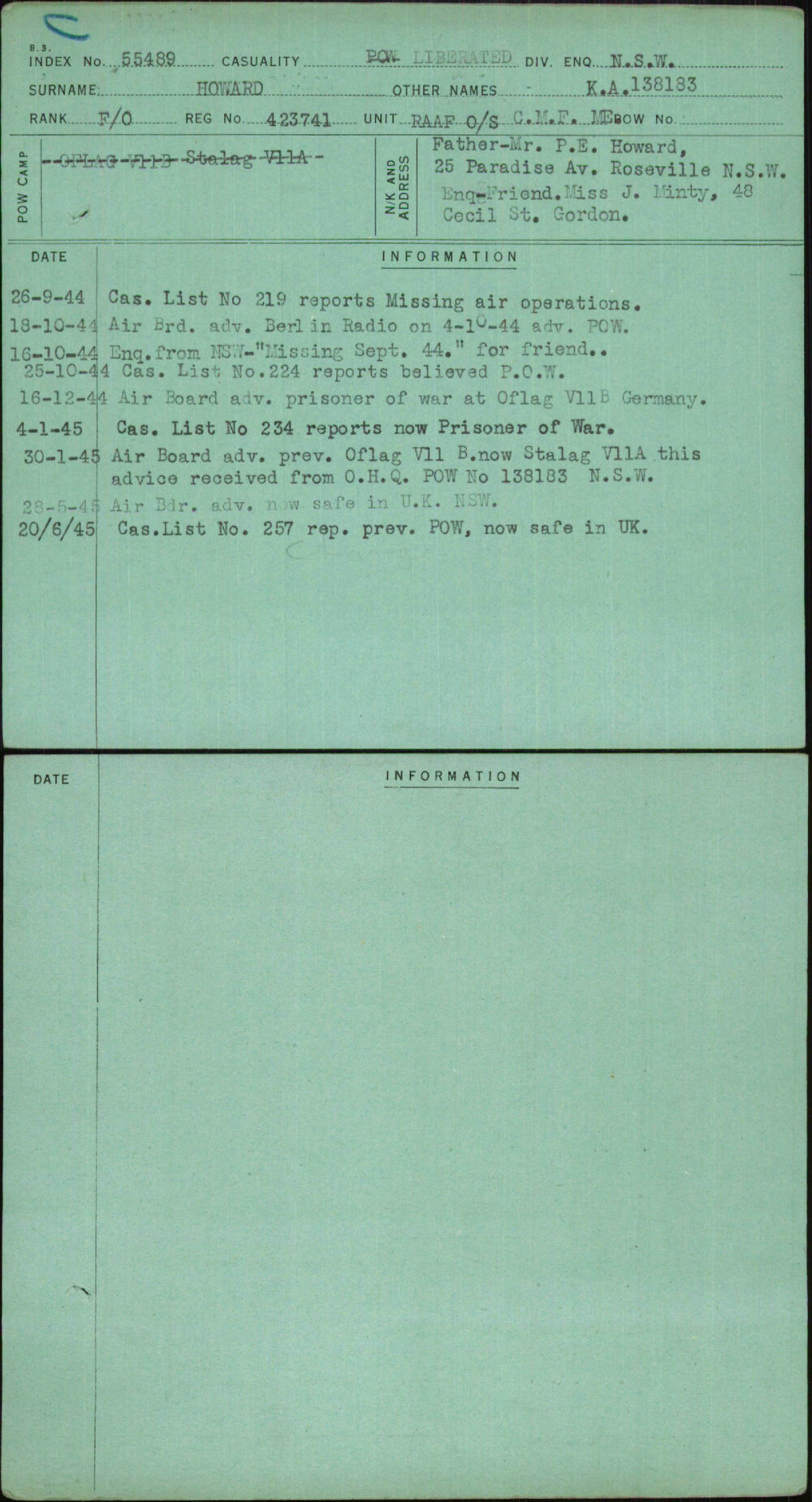 Howard, K A 138183, 423741