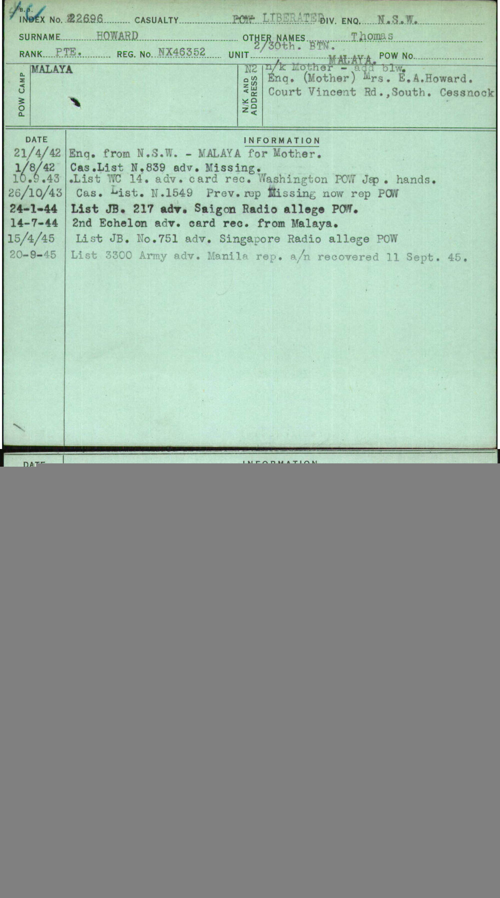 Howard, Thomas, NX46352