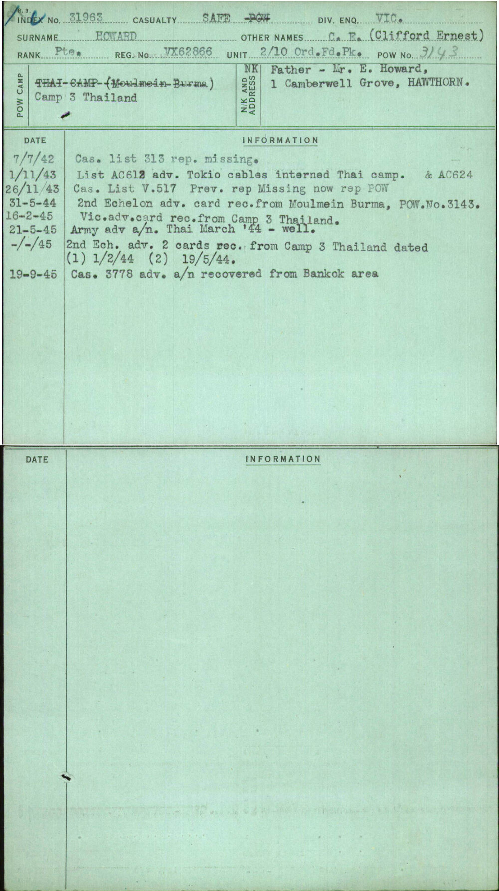 Howard, C E (Clifford Ernest), VX62866