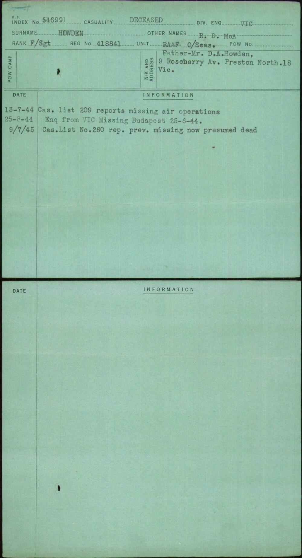 Howden, R D Mca, 418841