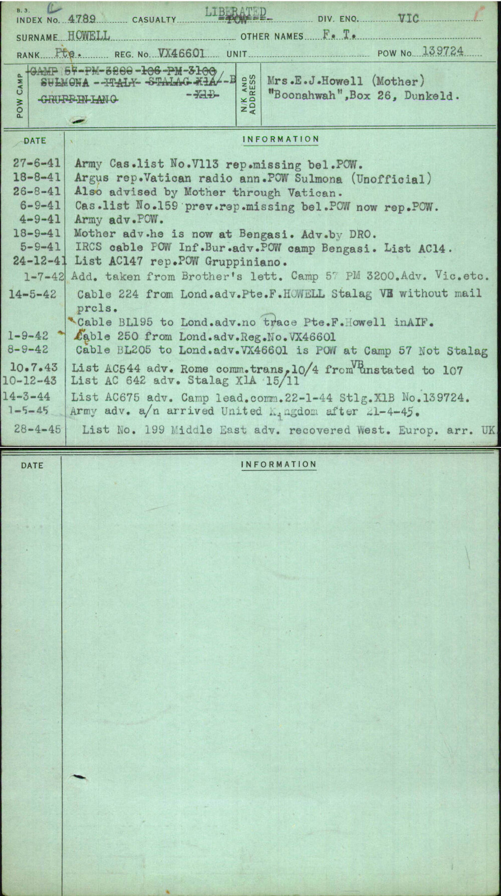 Howell, F T, VX46601