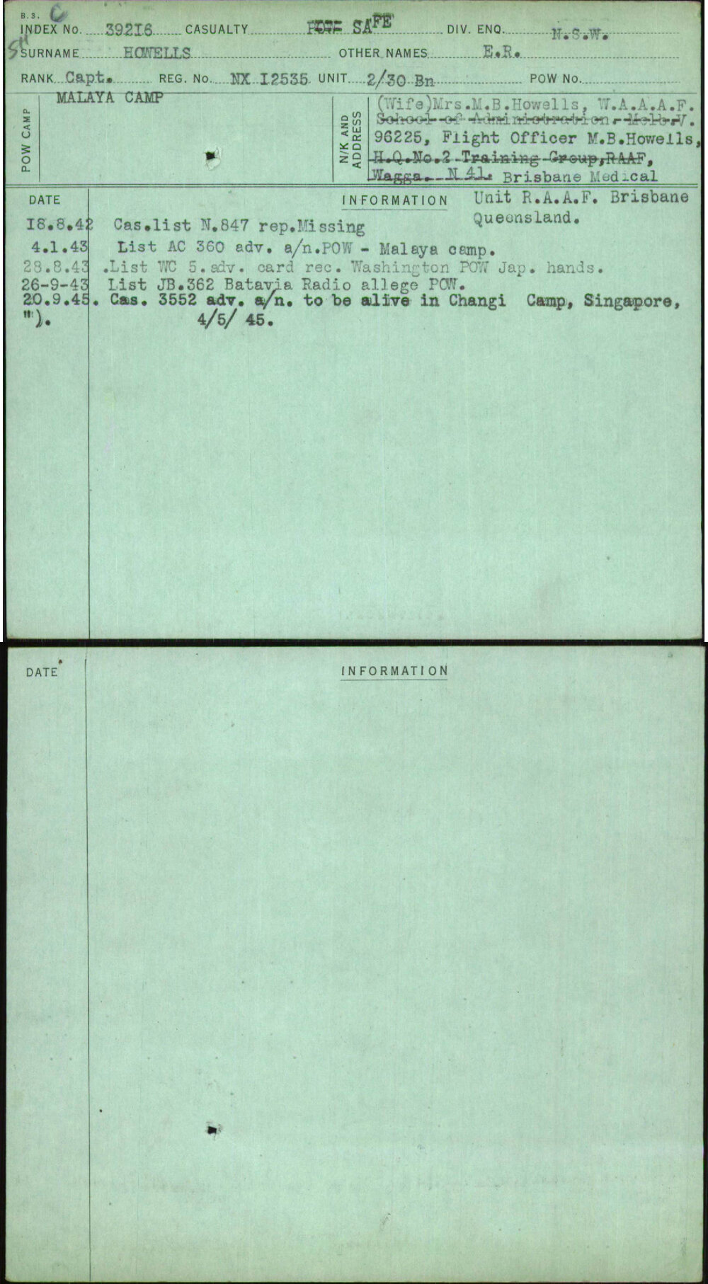Howells, E R, NX12535