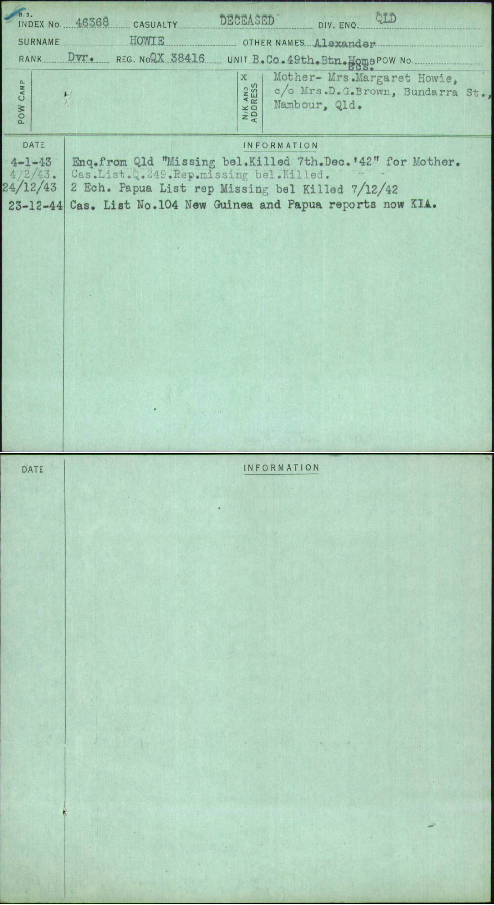 Howie, Alexander, QX38416