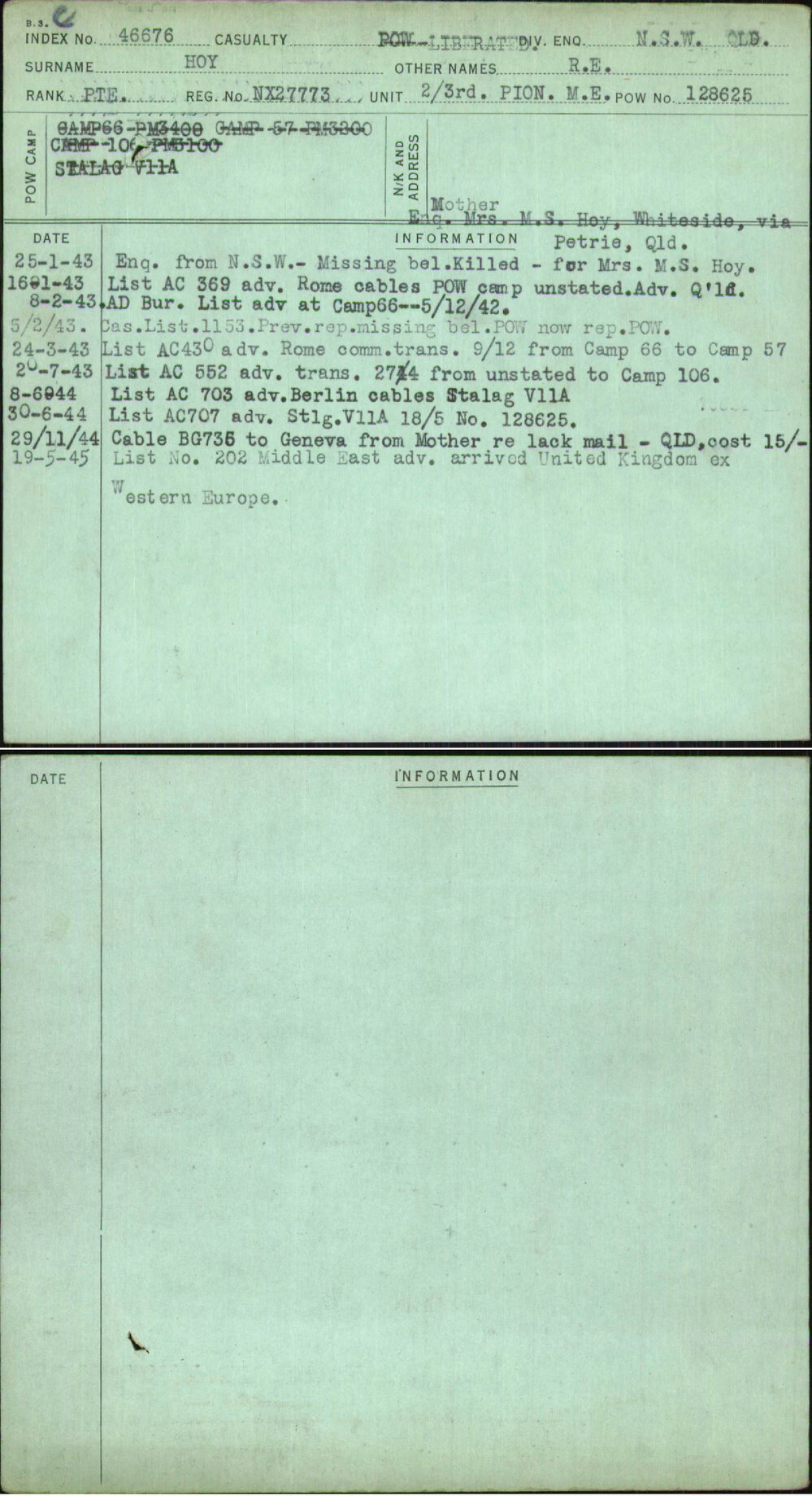 Hoy, R E, NX27773