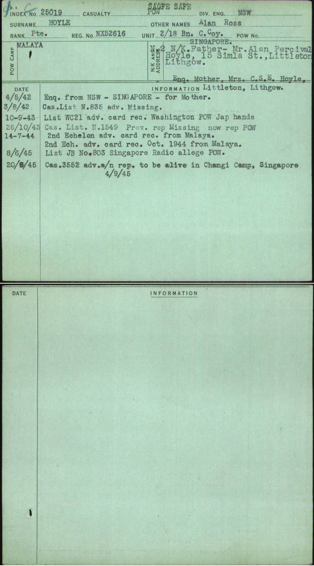 Hoyle, Alan Ross, NX52616